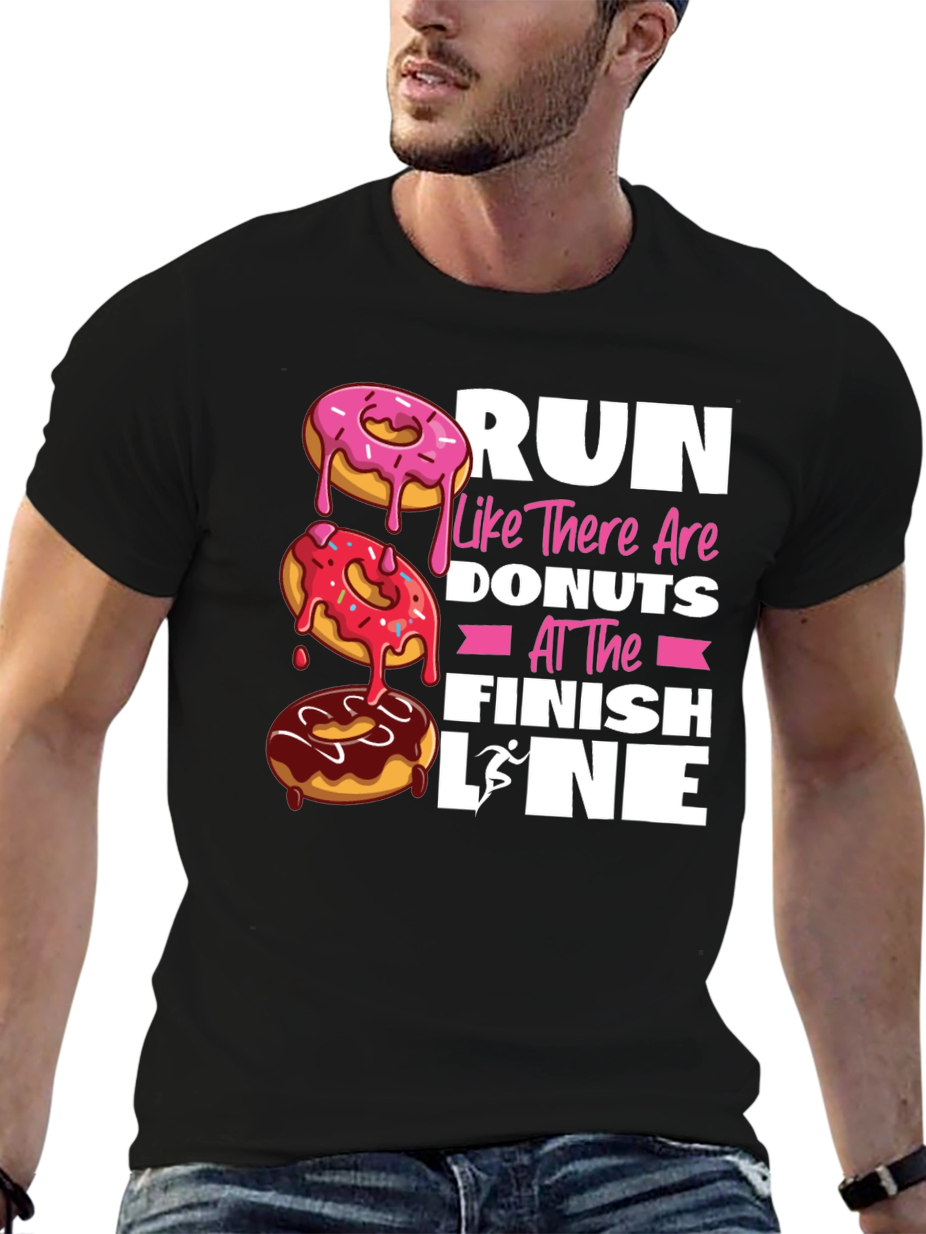 Black Run for Donuts T-Shirt - Funny Fitness Apparel view 6