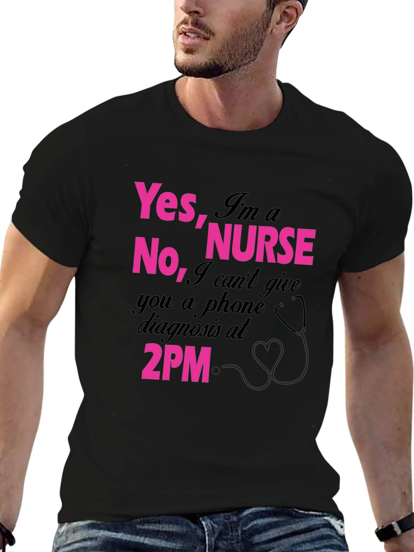 Black Funny Nurse T-Shirt - Yes I'm a Nurse - Black view 6