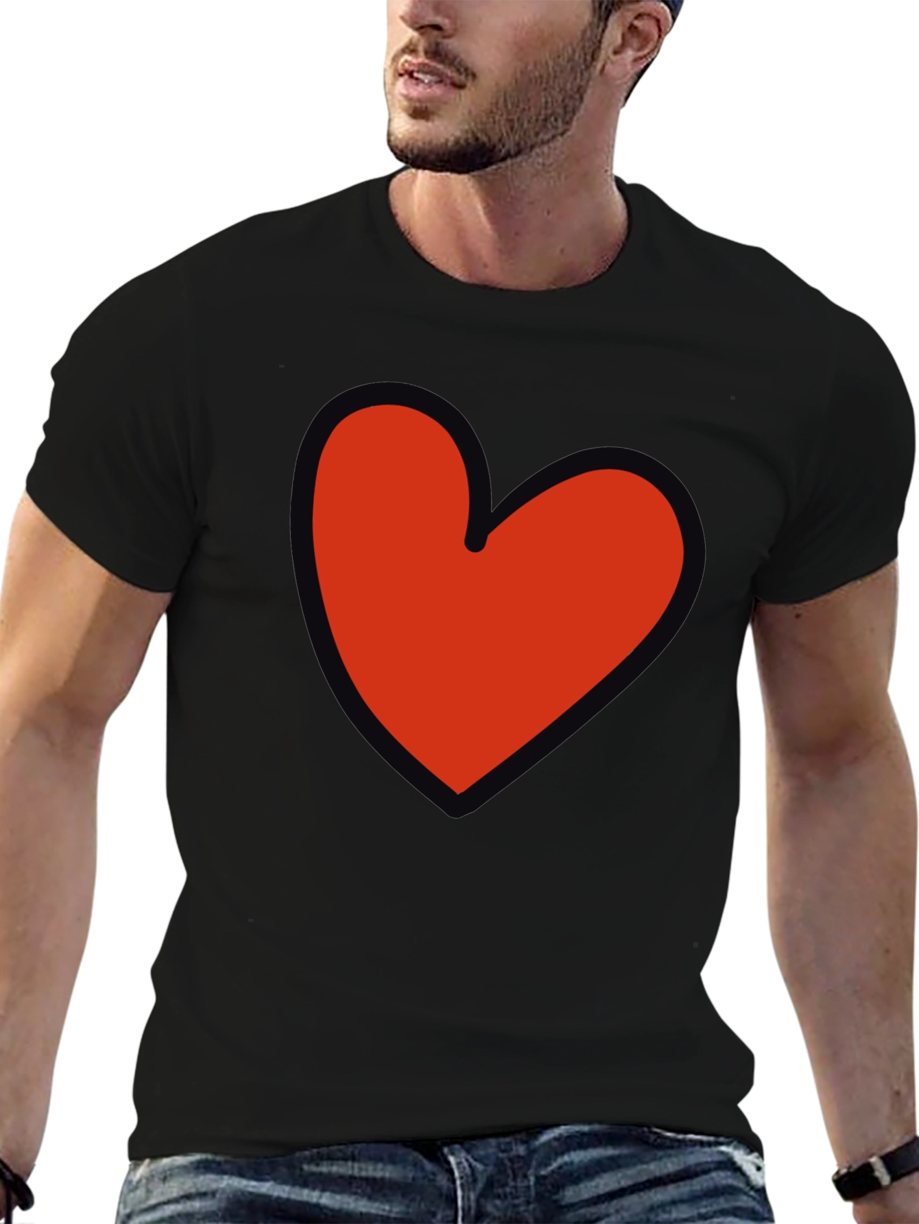 Black Heart Graphic T-Shirt - Black Casual Tee view 6