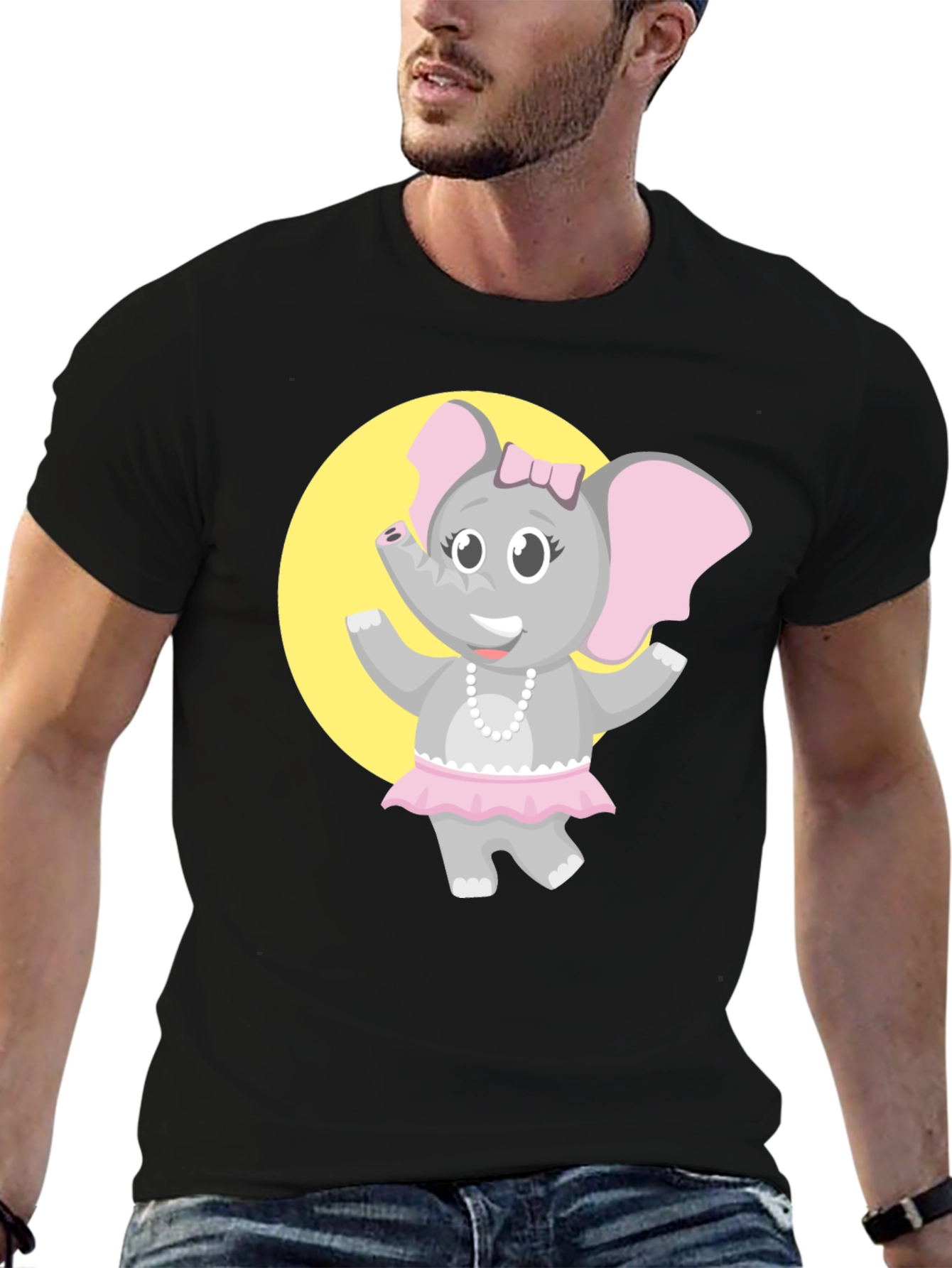 Black Elephant Ballerina T-Shirt - Fun Cartoon Design view 6