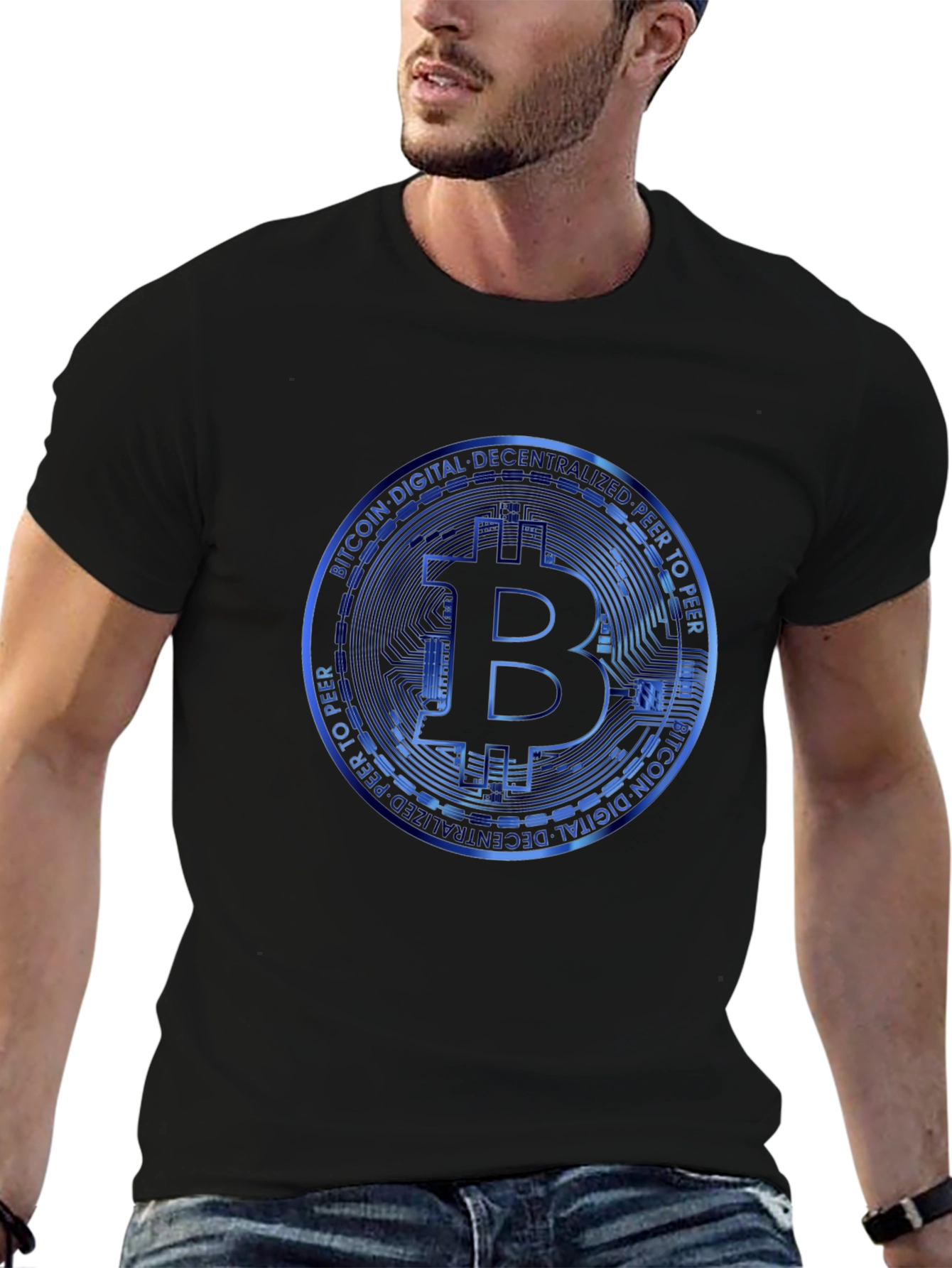 Black Bitcoin Crypto T-Shirt - Digital Decentralized Peer To Peer view 6