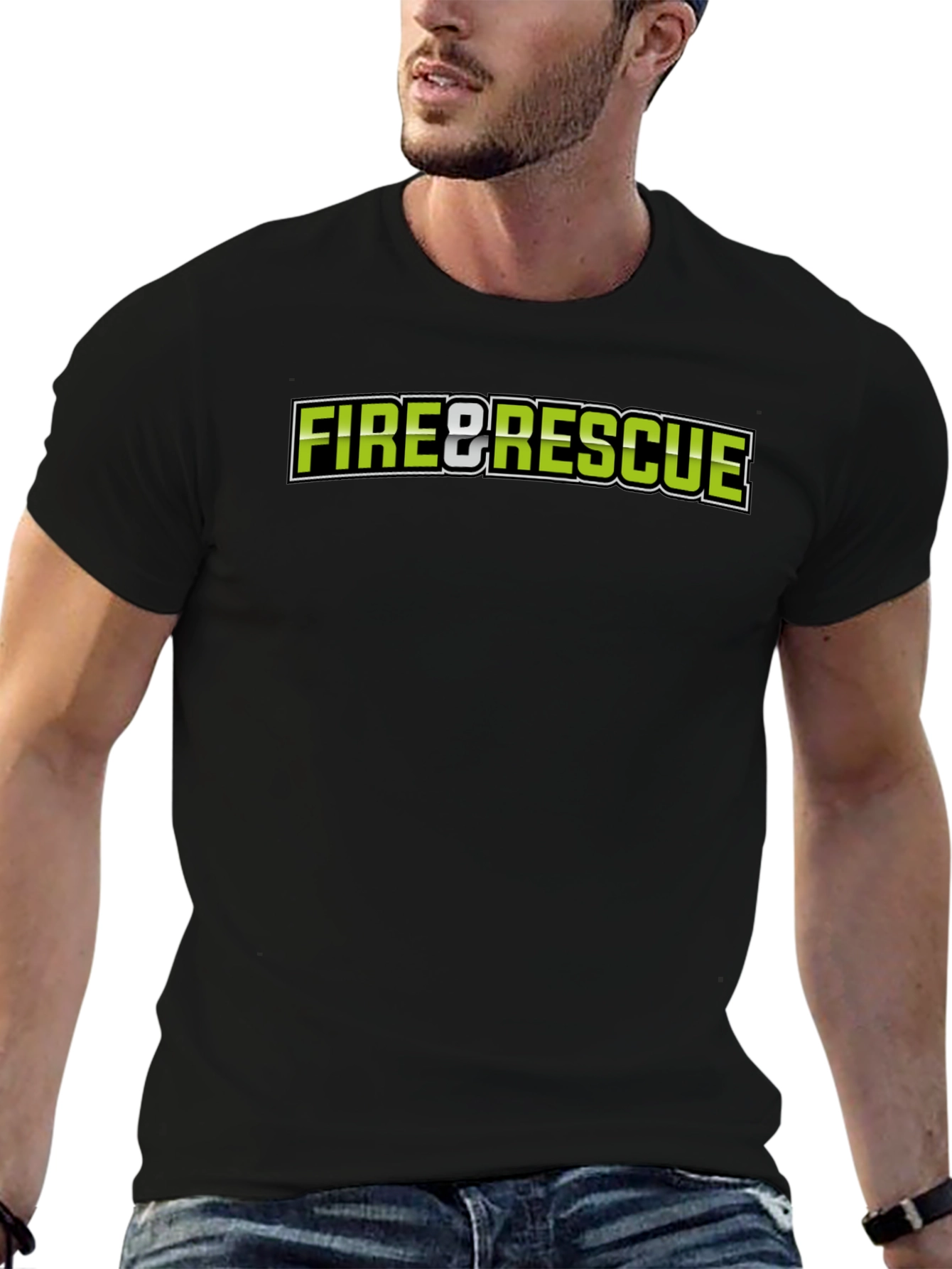 Black Fire & Rescue Black Graphic T-Shirt view 6