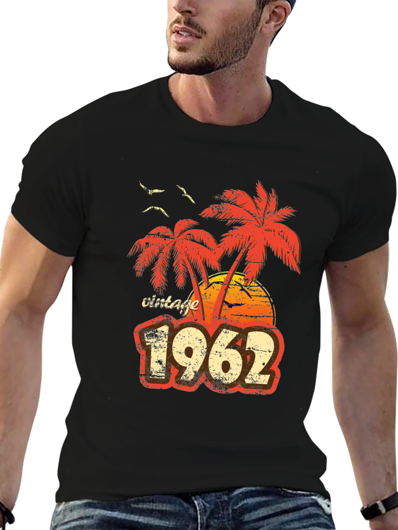 Black Vintage 1962 Palm Tree Graphic T-Shirt view 6