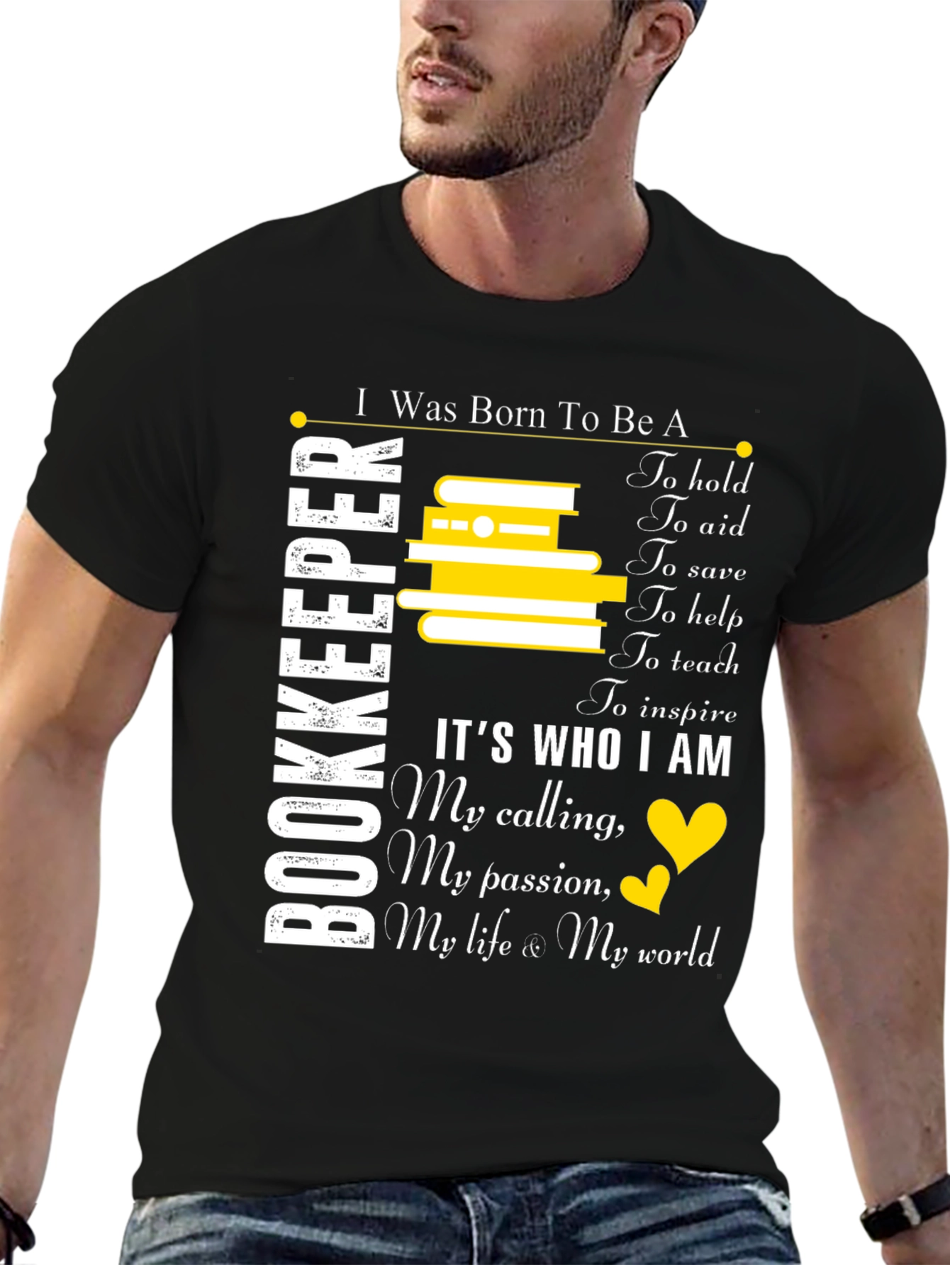 Black Bookkeeper Gift T-Shirt: Born To Be A Bookkeeper view 6