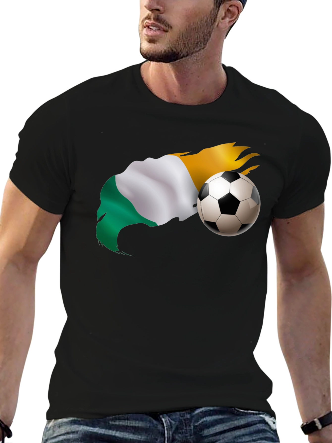 Black Soccer Flag Graphic Tee - Black T-Shirt view 6