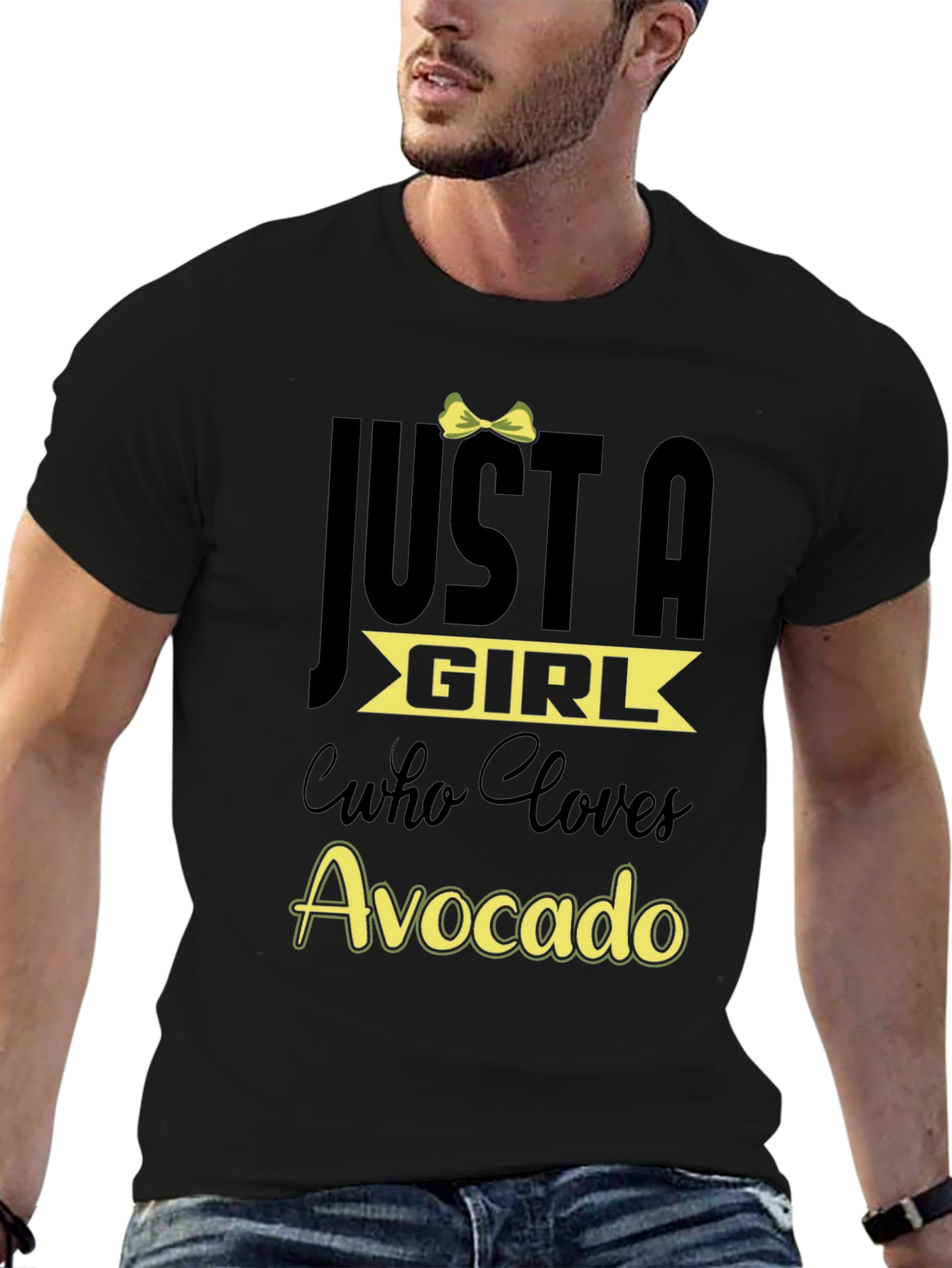 Black Just a Girl Who Loves Avocado T-Shirt view 6