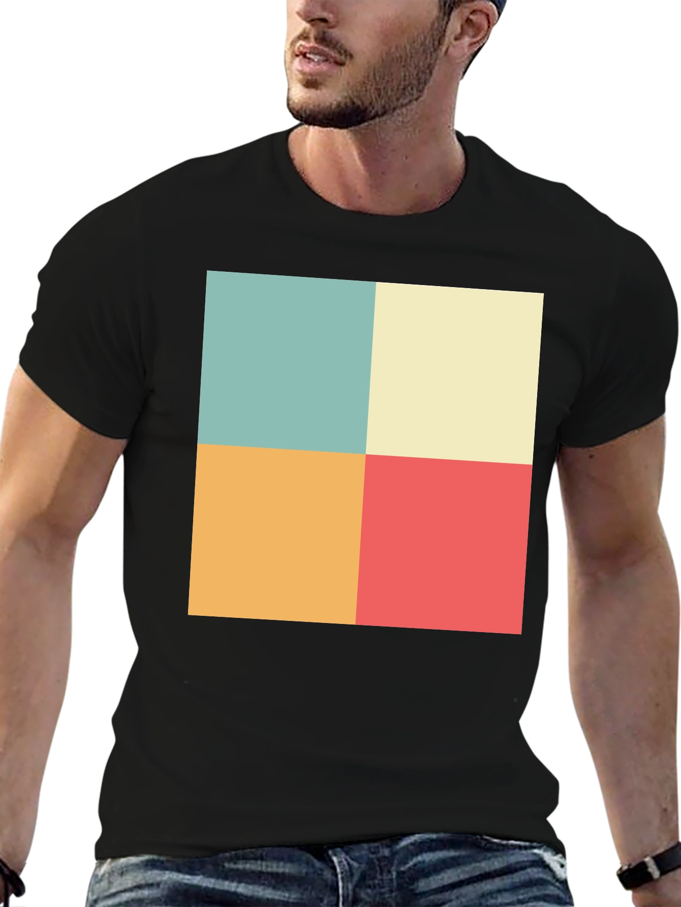 Black Retro Color Block T-Shirt view 6