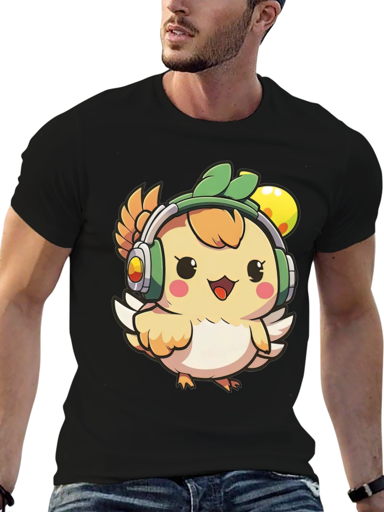 Black Cute Cartoon Chicken T-Shirt view 6