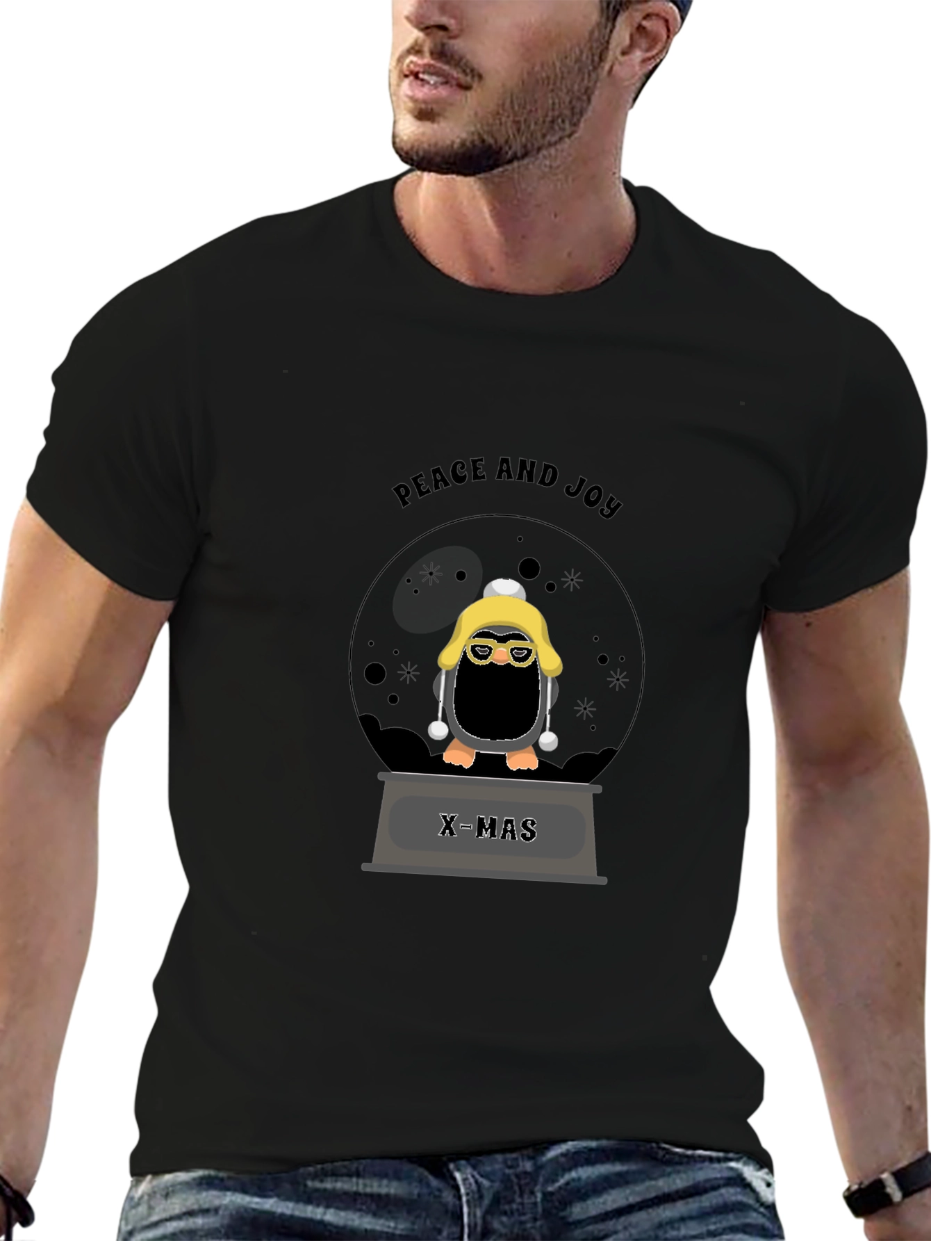Black Festive Penguin X-Mas T-Shirt view 6