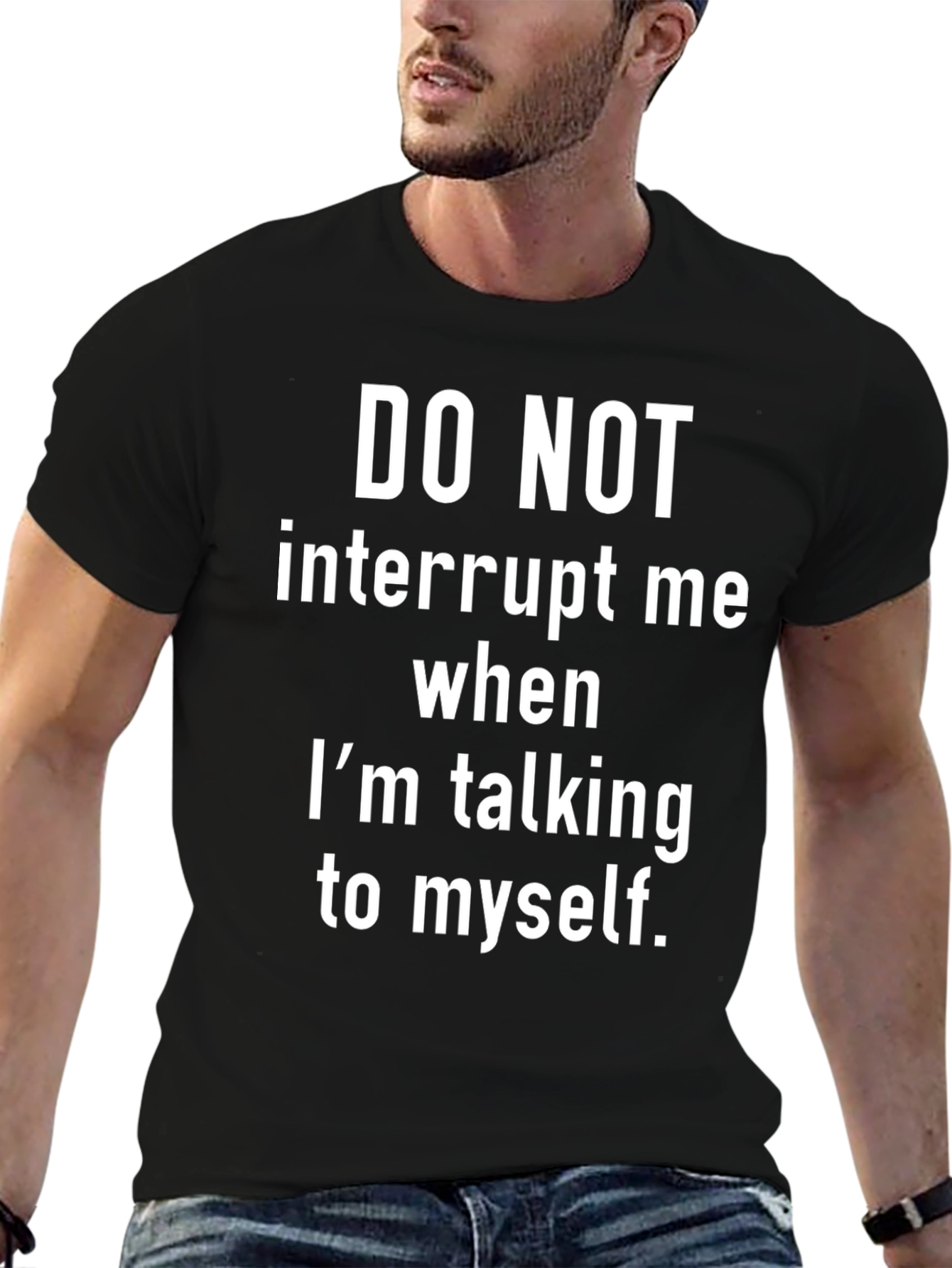 Black Funny Sarcastic Graphic T-Shirt - Do Not Interrupt view 6