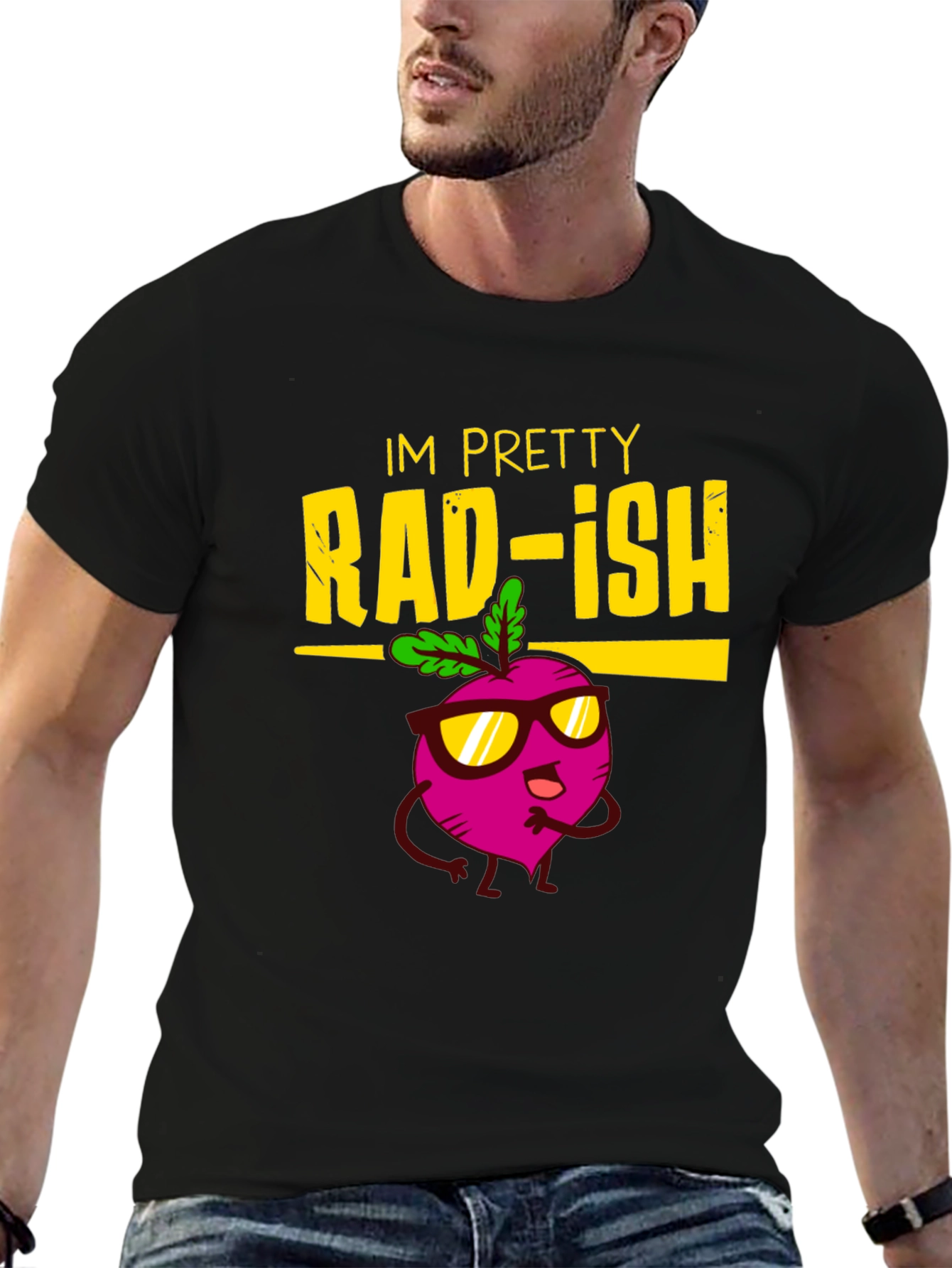Black Rad-ish Graphic Tee - Funny Vegan T-Shirt view 6