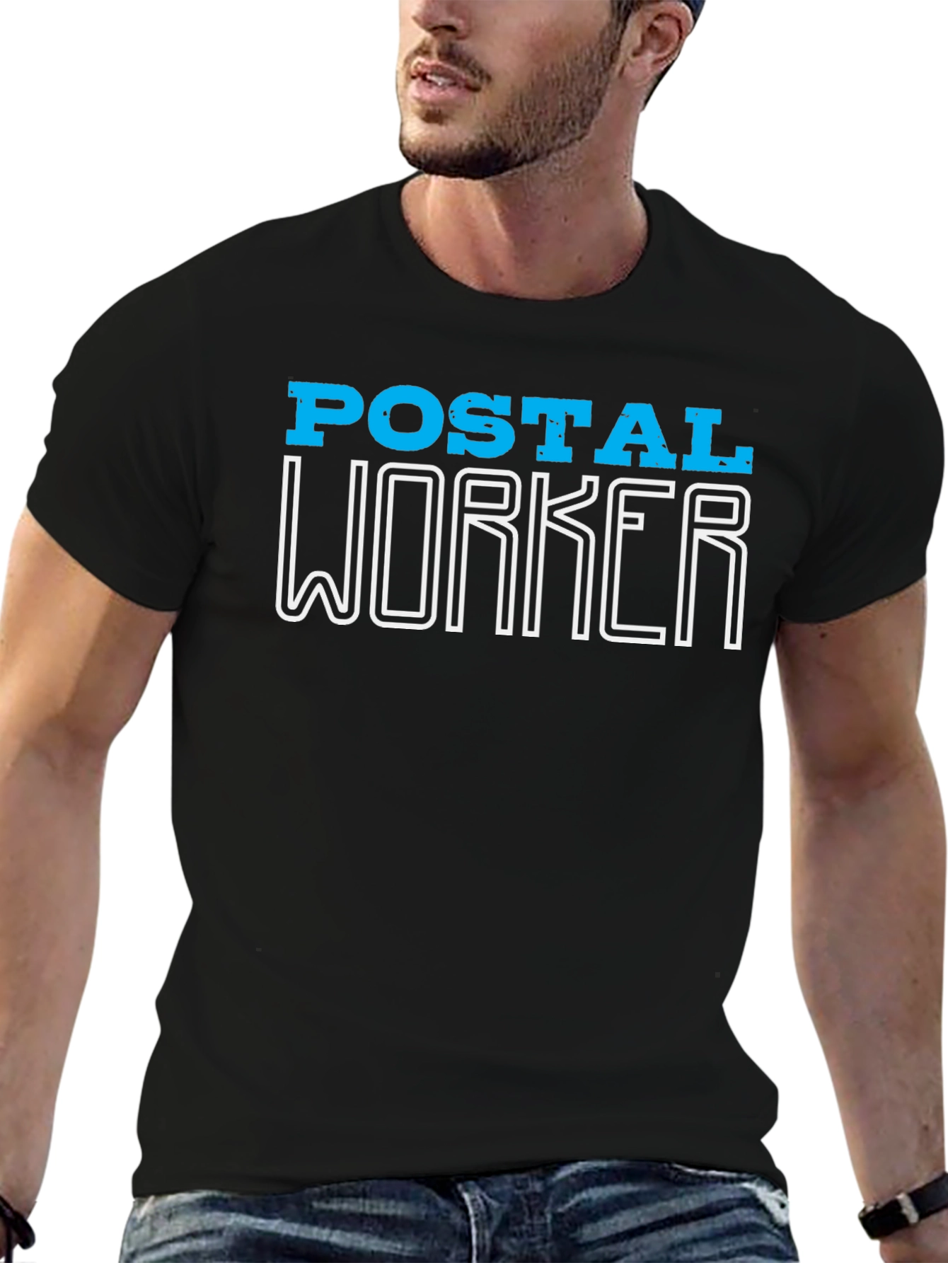Black Postal Worker Graphic T-Shirt - Black view 6