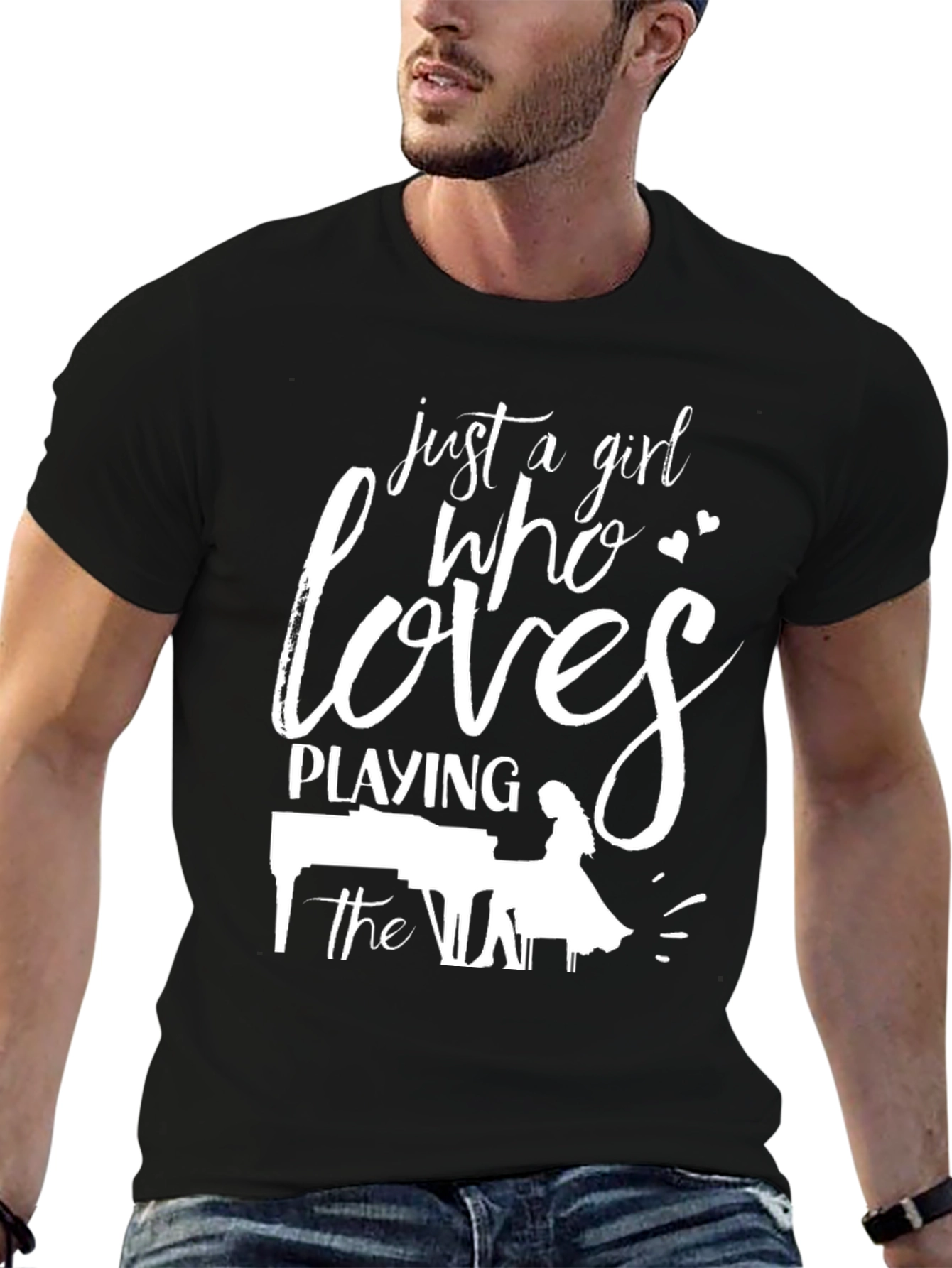 Black Just a Girl Who Loves Playing the Piano T-Shirt view 6