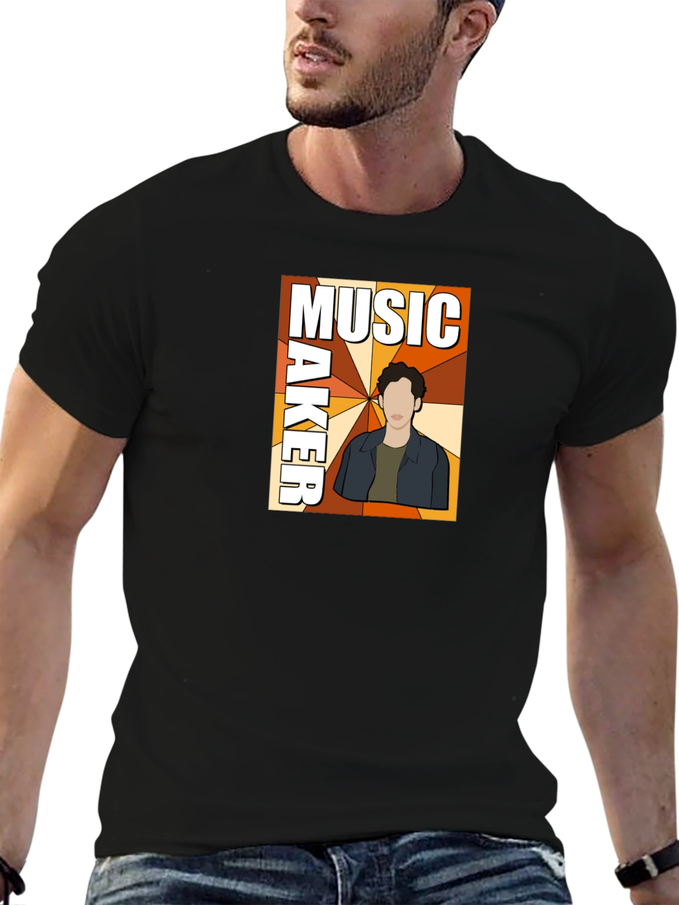 Black Music Maker Graphic Print Black T-Shirt view 6