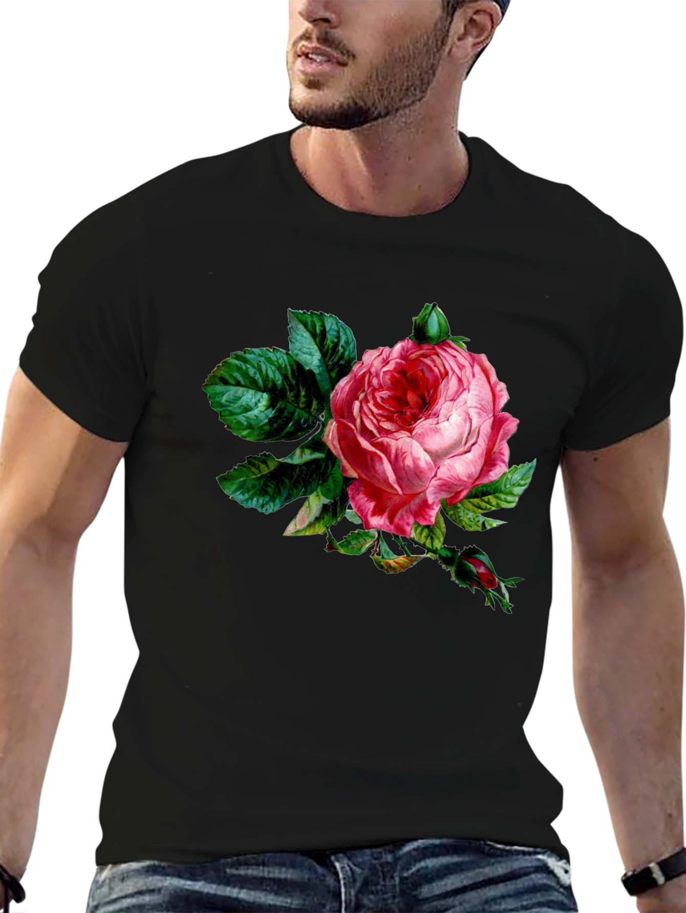 Black Rose Graphic Black T-Shirt view 6