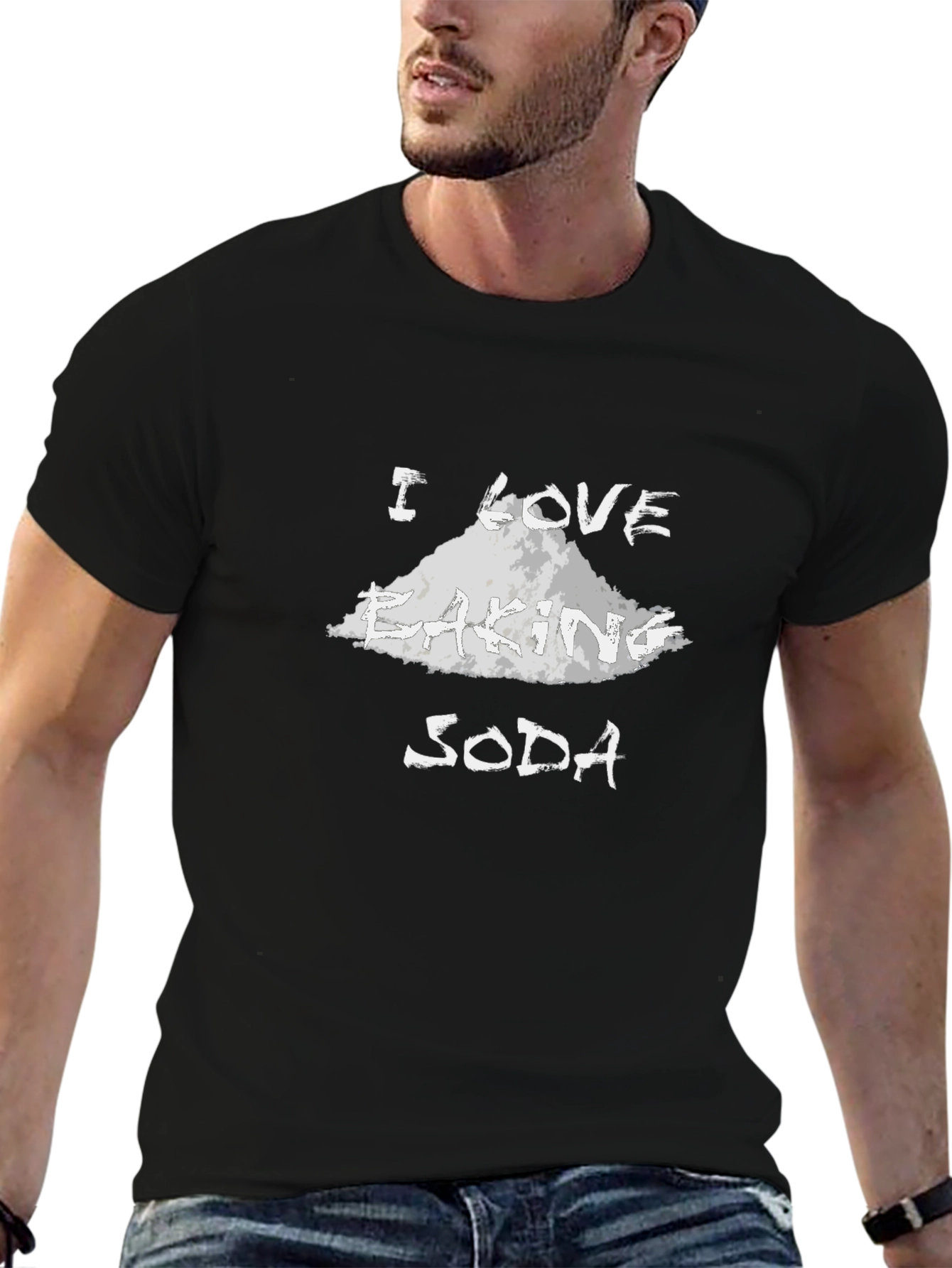 Black I Love Baking Soda Funny Graphic T-Shirt view 6