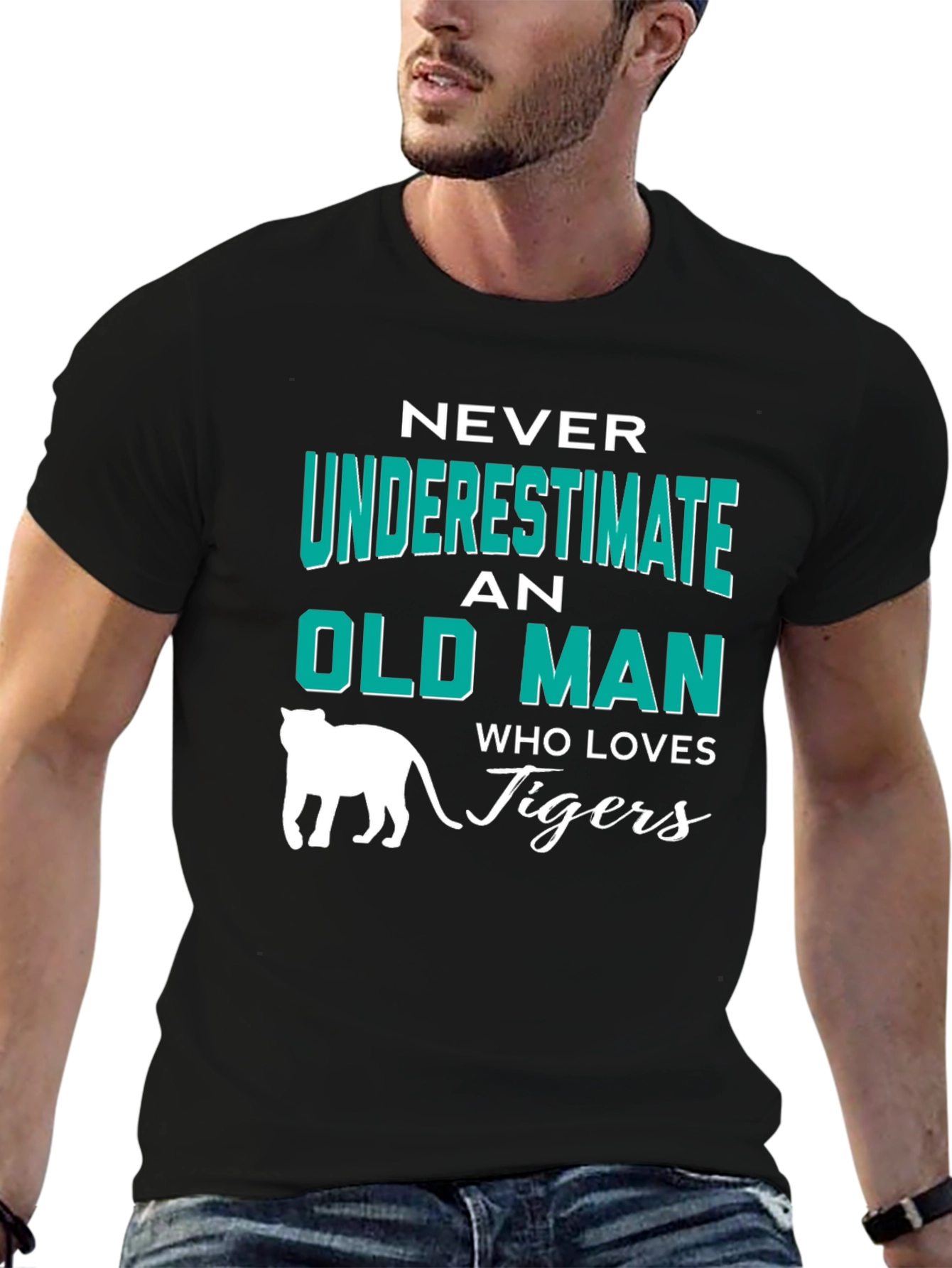 Black Never Underestimate an Old Man Who Loves Tigers T-Shirt view 6