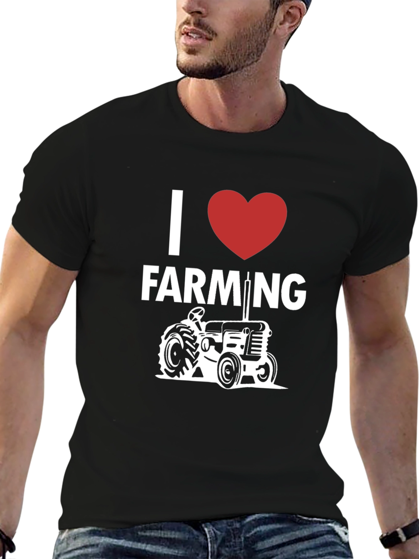 Black I Heart Farming Tractor Graphic T-Shirt view 6