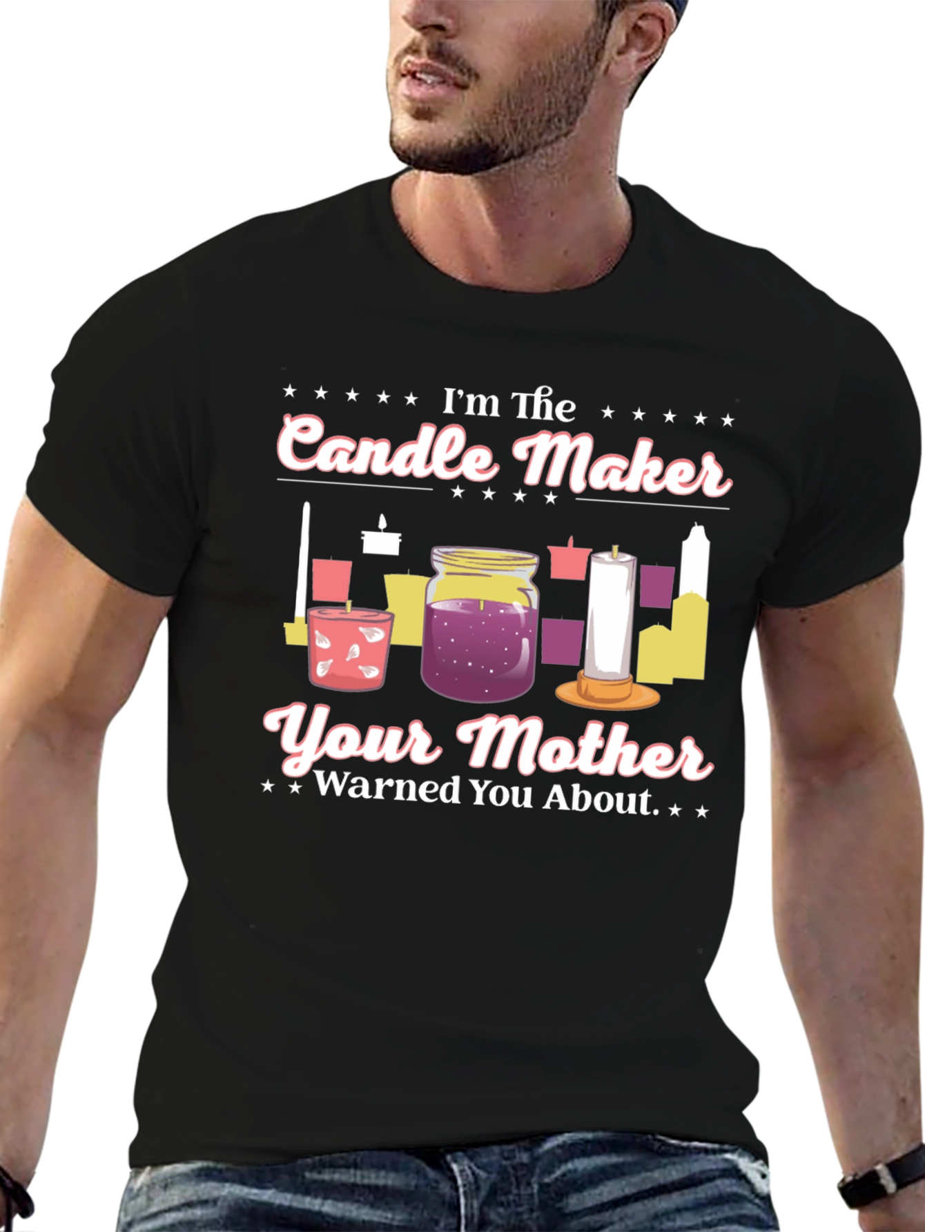 Black Candle Maker T-Shirt - Novelty Graphic Tee view 6