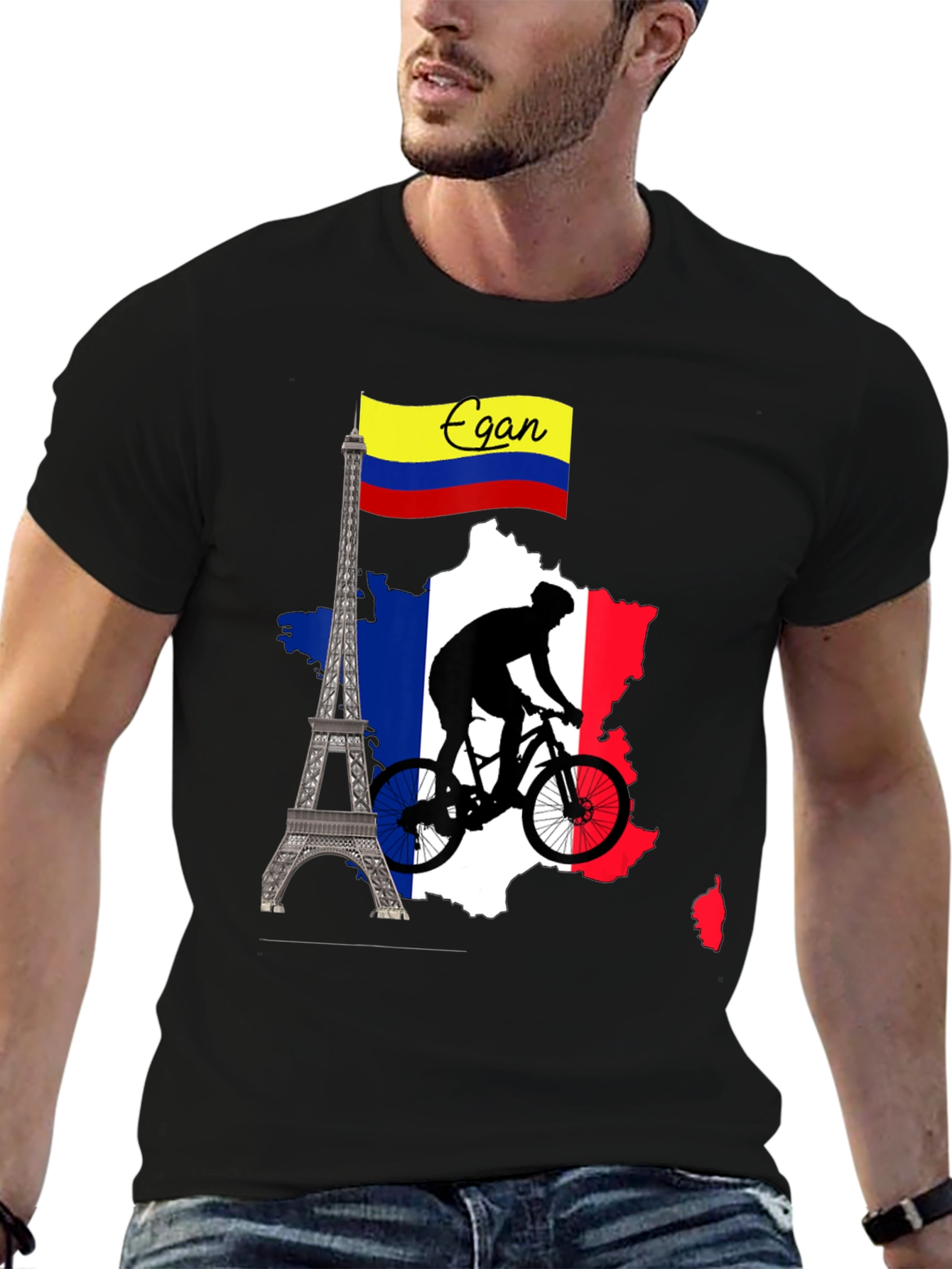 Black Egan France Cycling Tee - Tour de France Inspired Shirt view 6