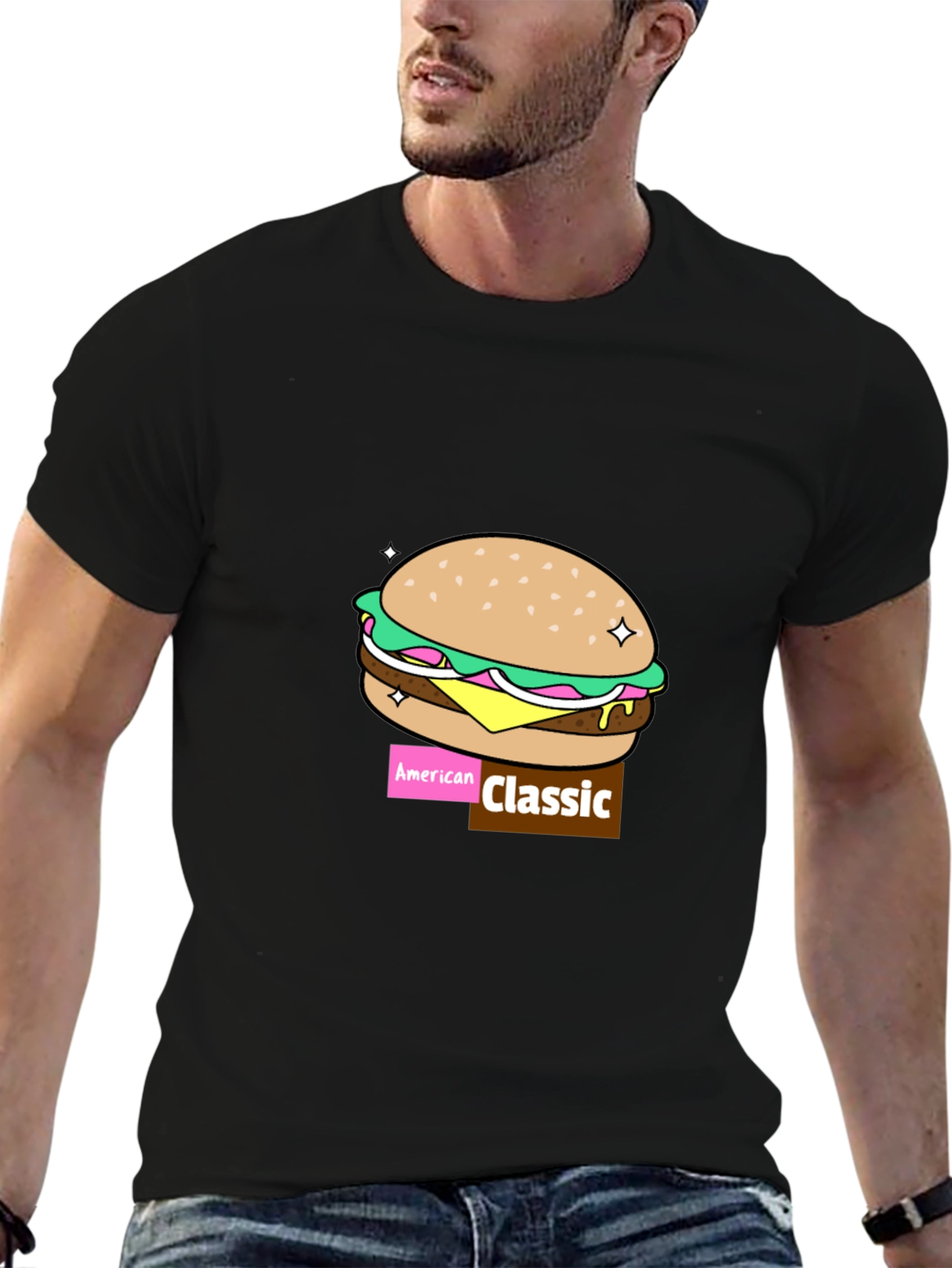Black American Classic Burger Graphic Tee view 6