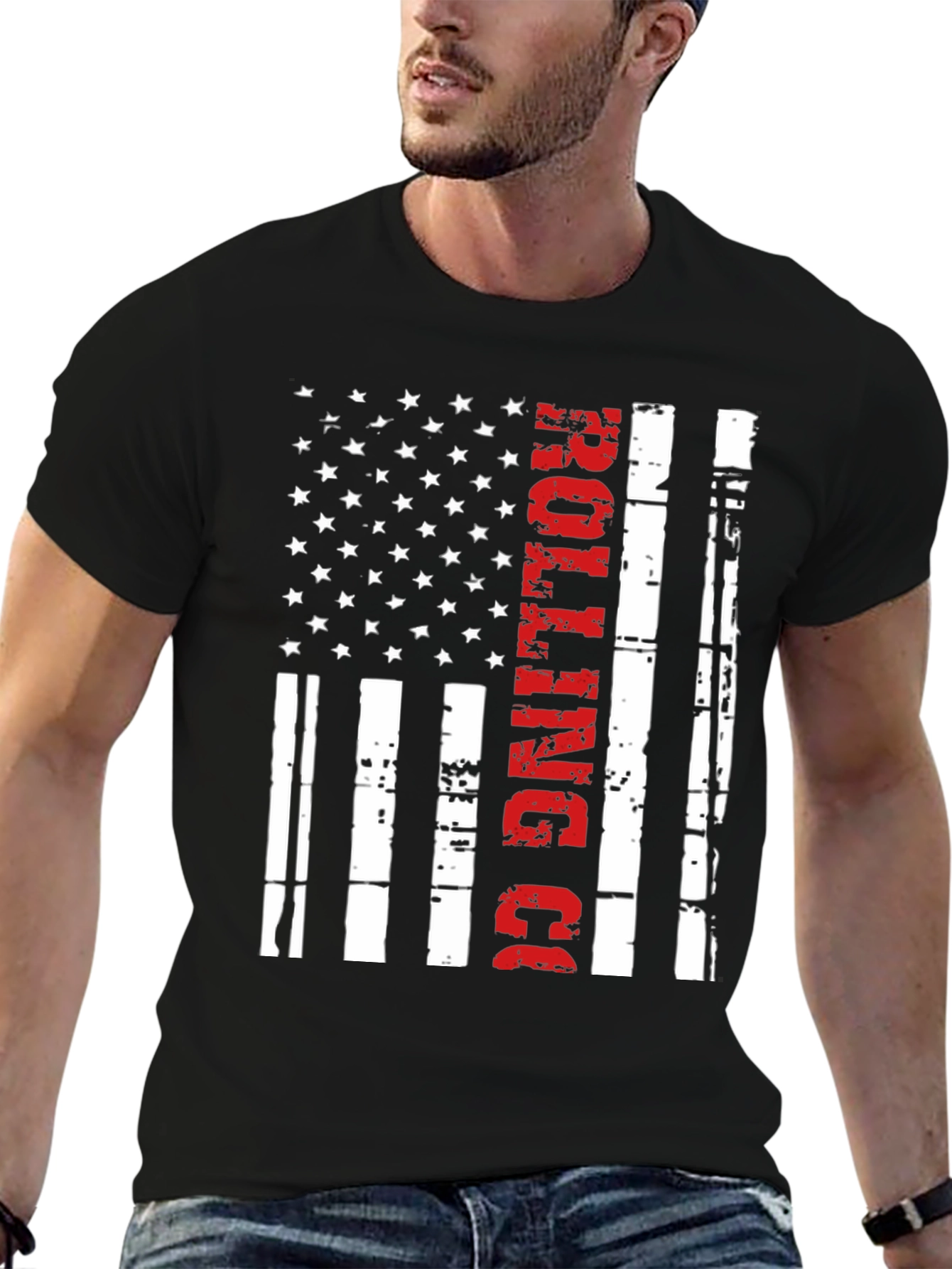 Black Rolling Co. American Flag T-Shirt view 6