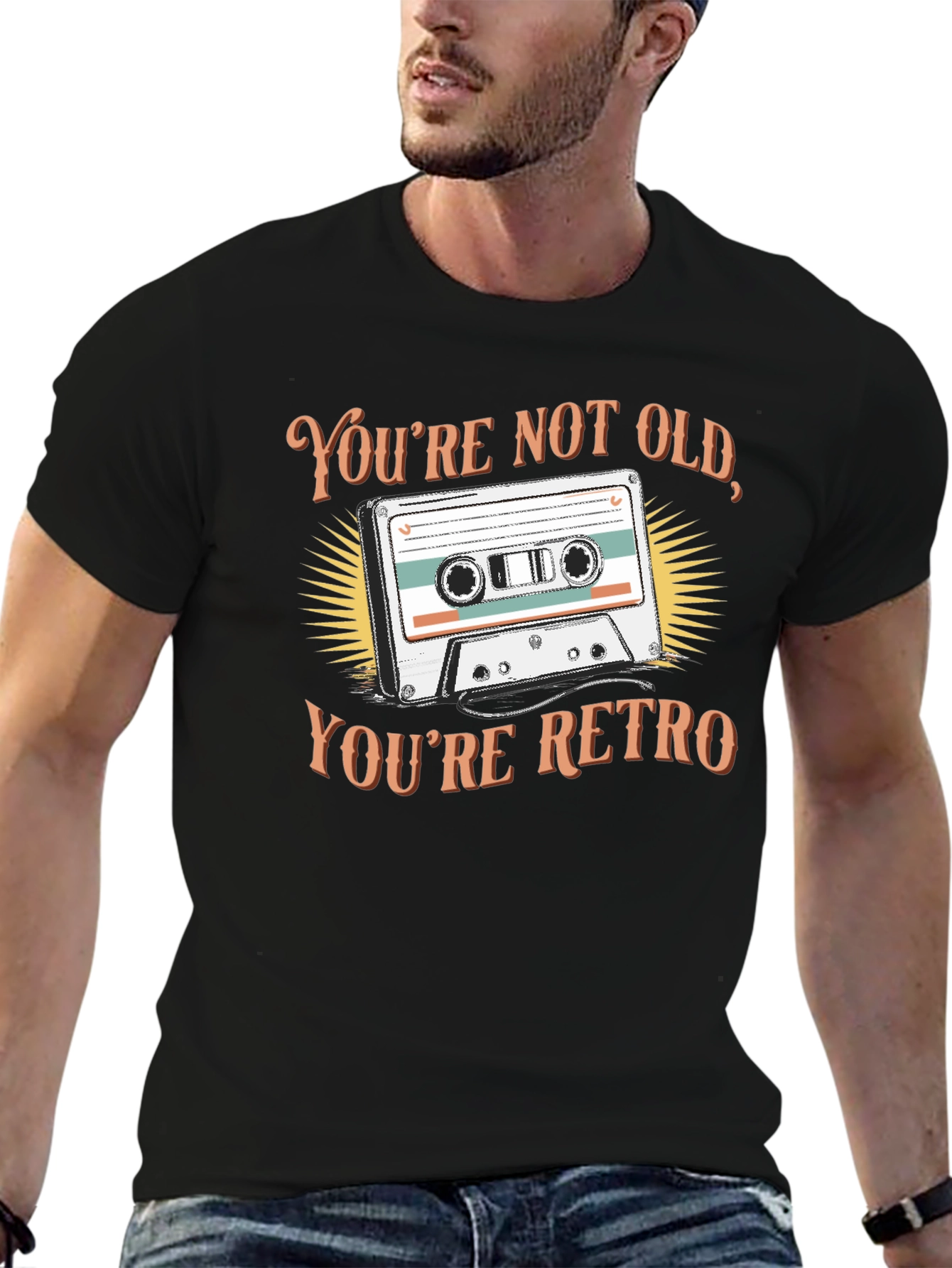 Black Retro Cassette Tape Graphic T-Shirt view 6