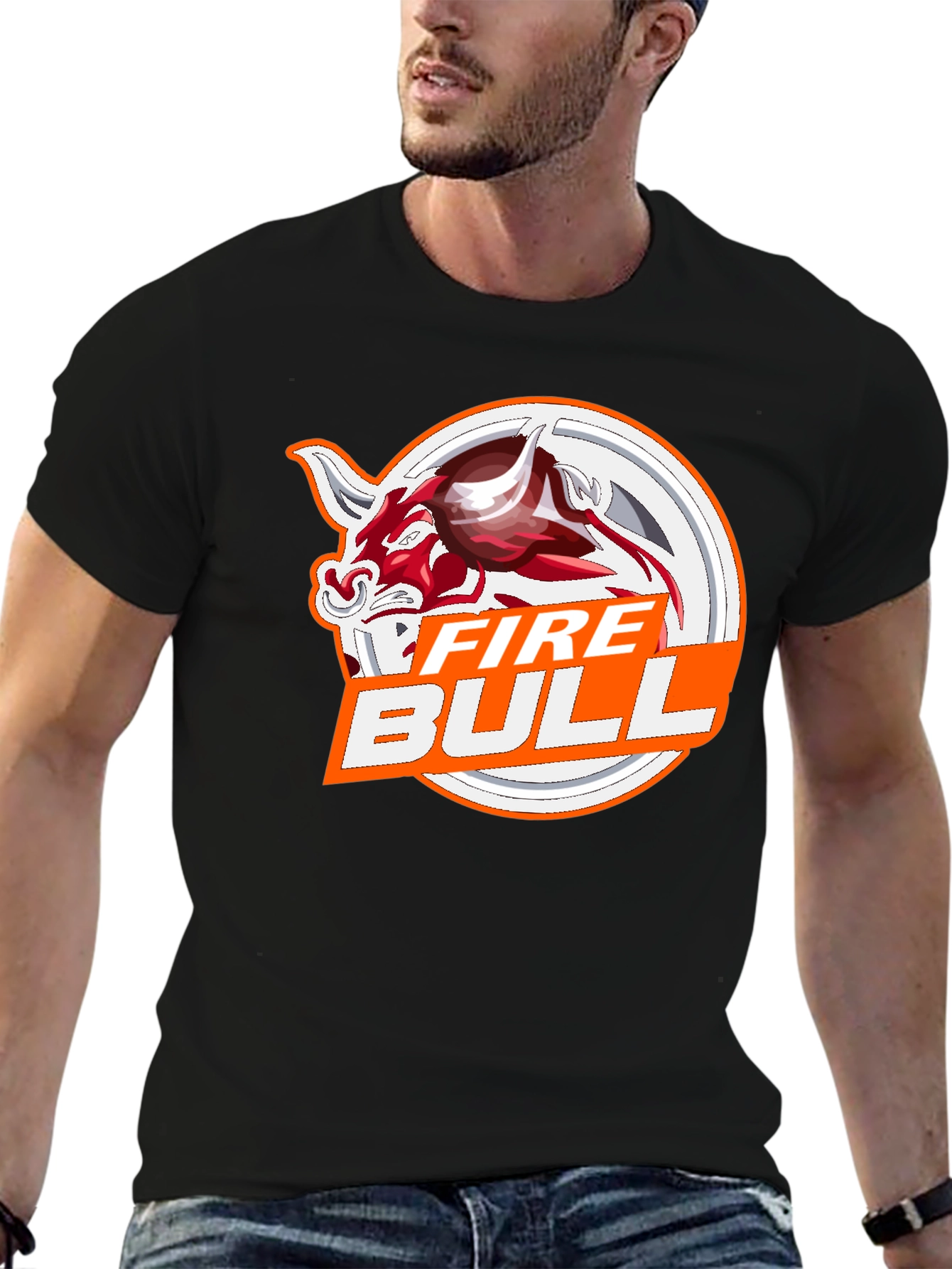Black Fire Bull Graphic Tee - Stylish Black Cotton T-Shirt view 6