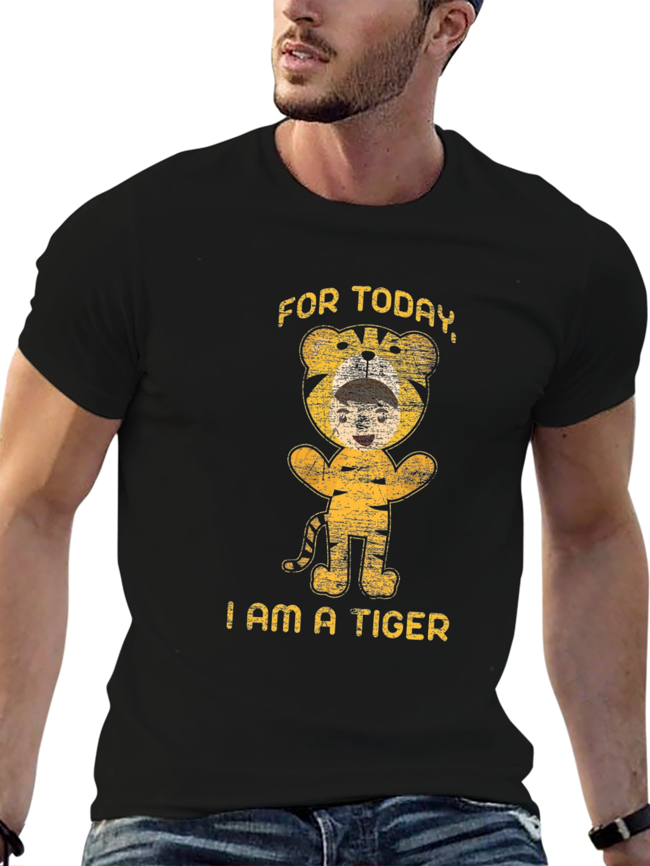 Black Funny Tiger Costume T-Shirt - "For Today, I am a Tiger" view 6