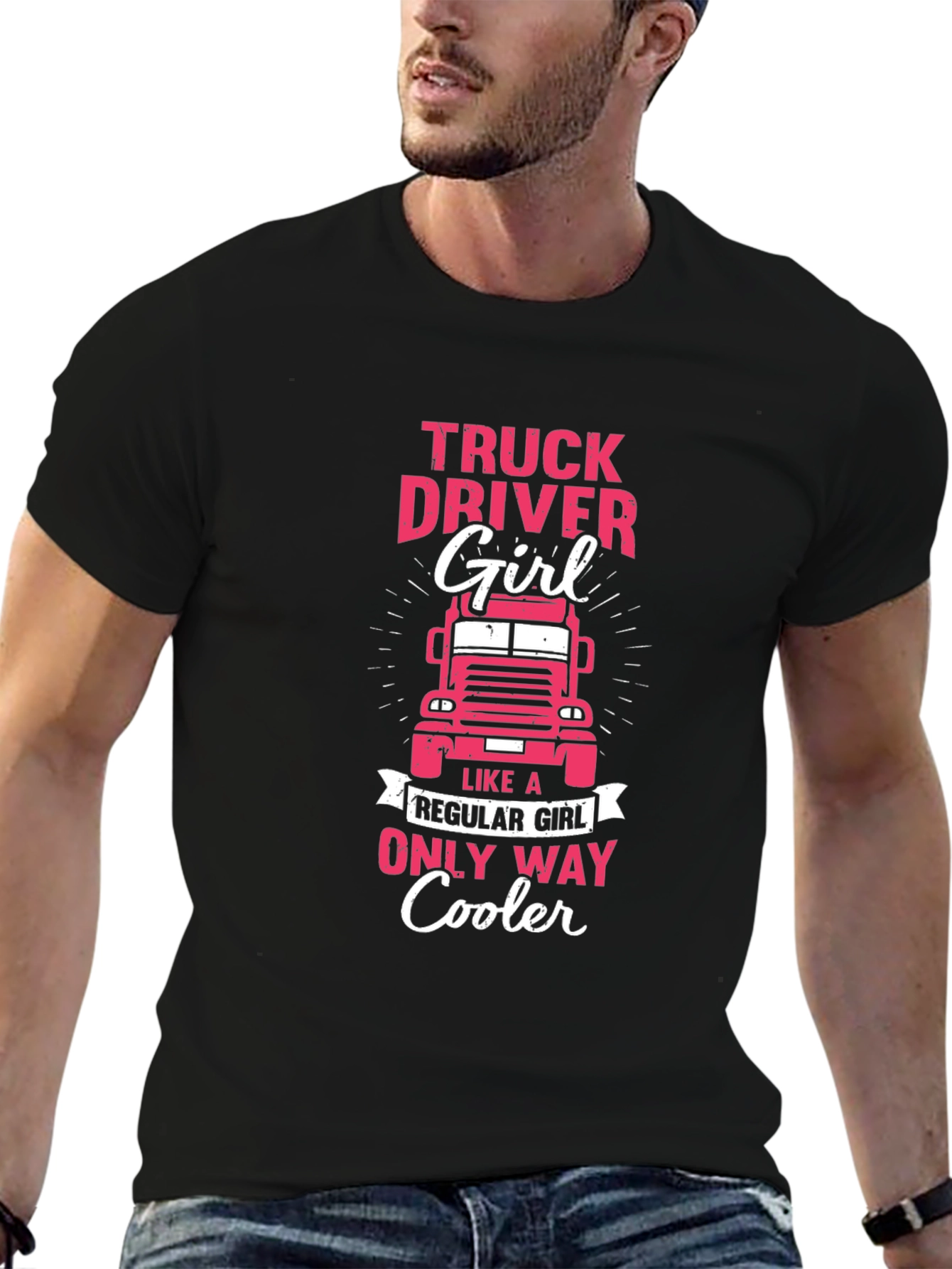 Black Truck Driver Girl T-Shirt - Only Way Cooler view 6