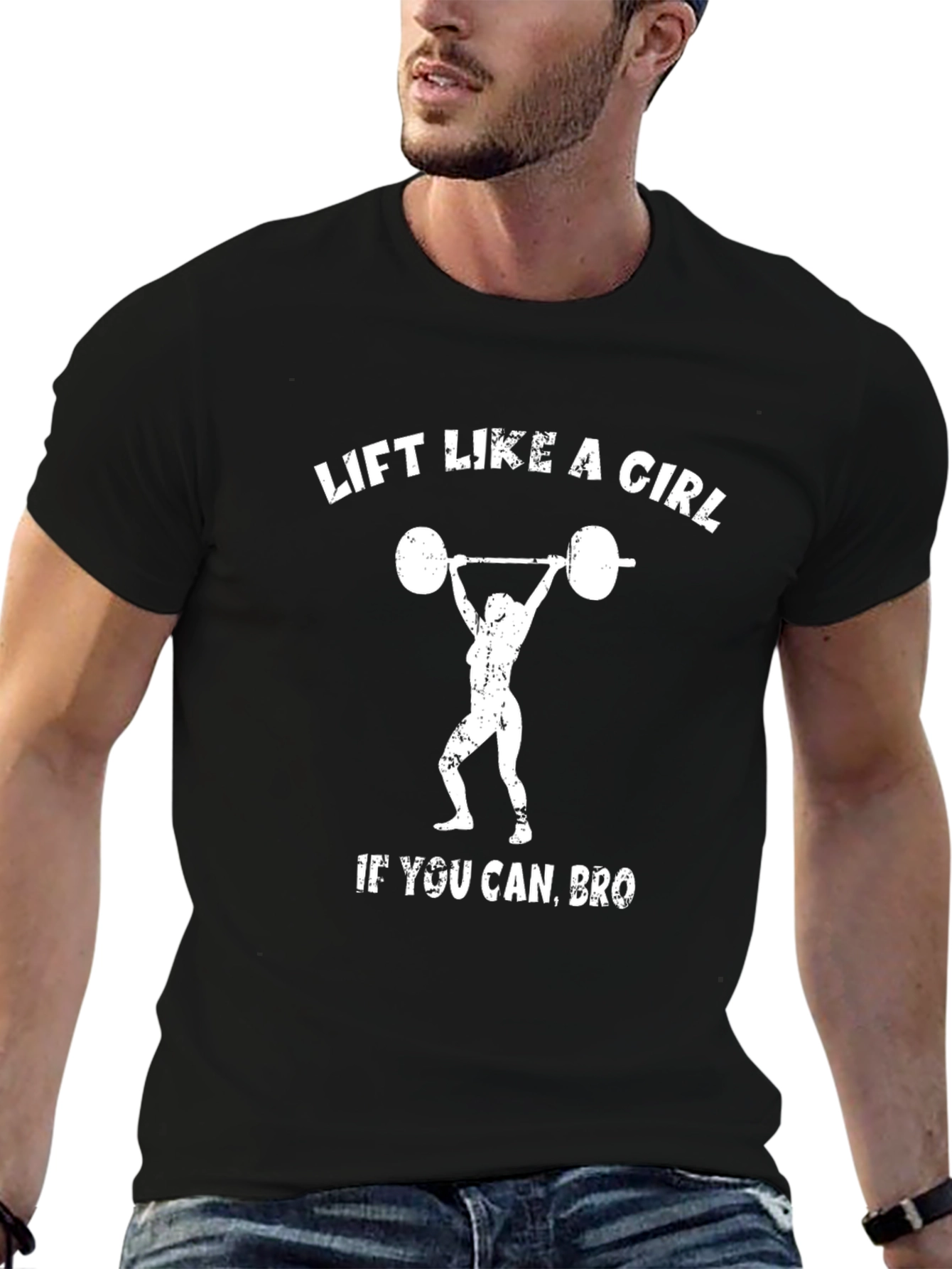 Black Lift Like a Girl T-Shirt - Weightlifting Gym Tee view 6