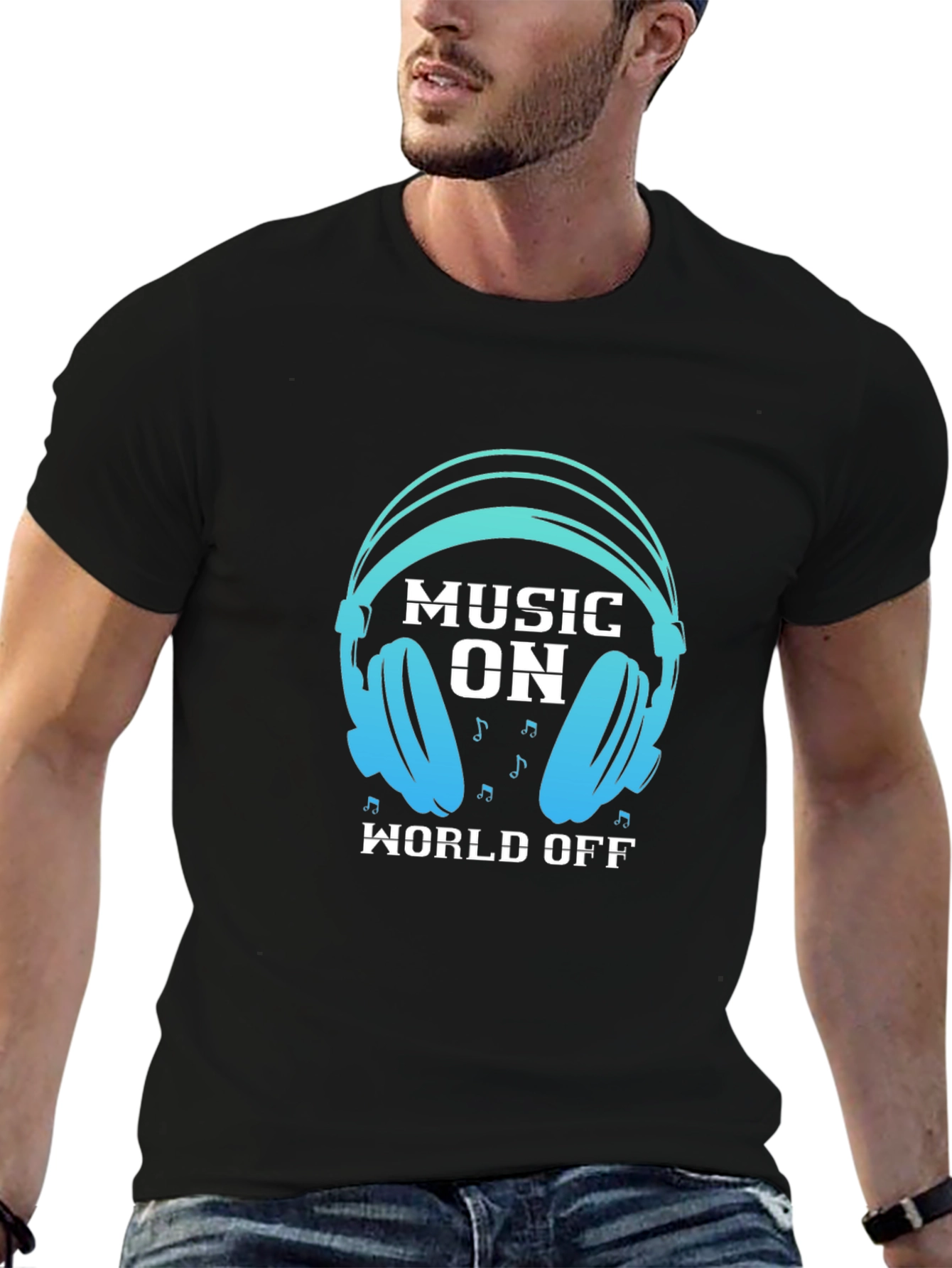 Black Music On World Off Black Graphic Tee view 6
