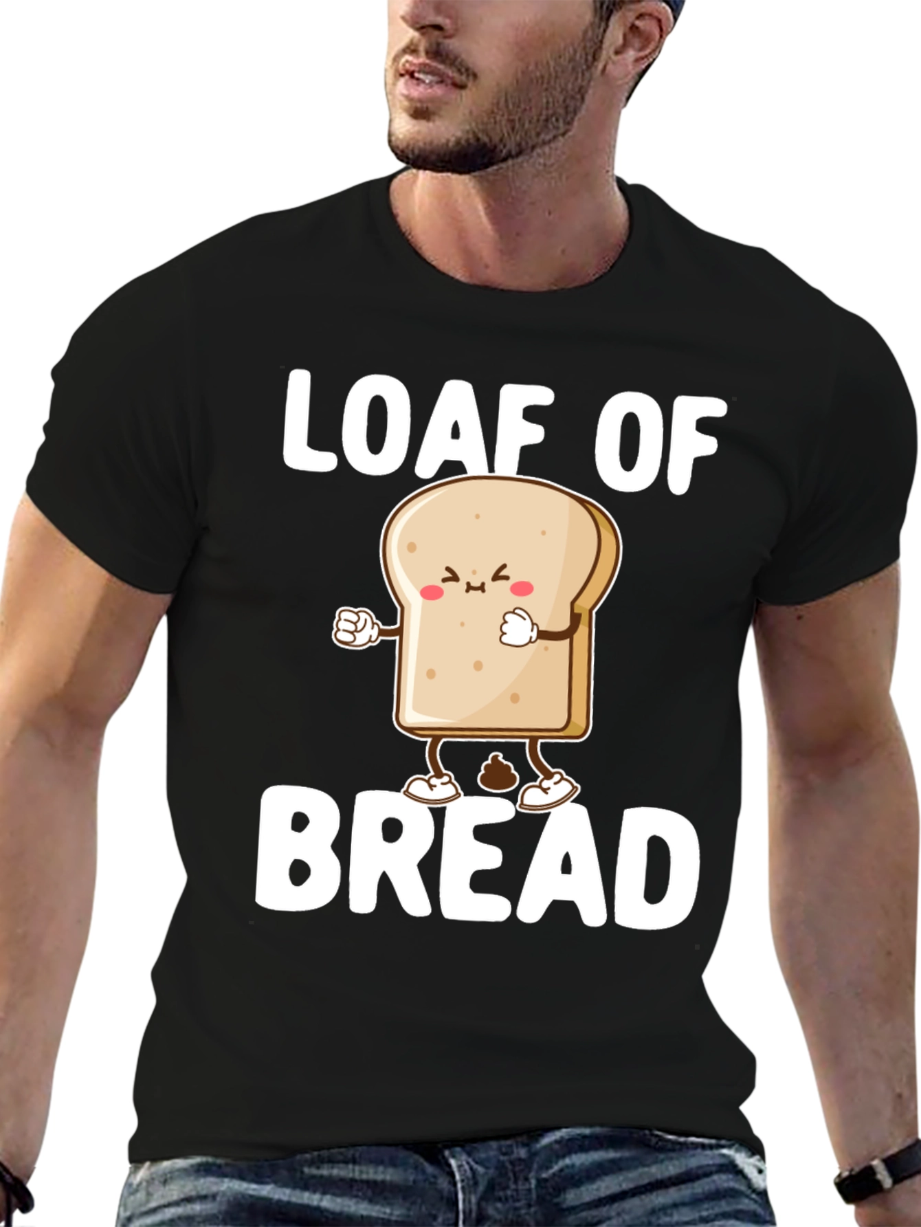 Black Loaf of Bread Graphic Tee - Funny Cartoon Food Shirt view 6