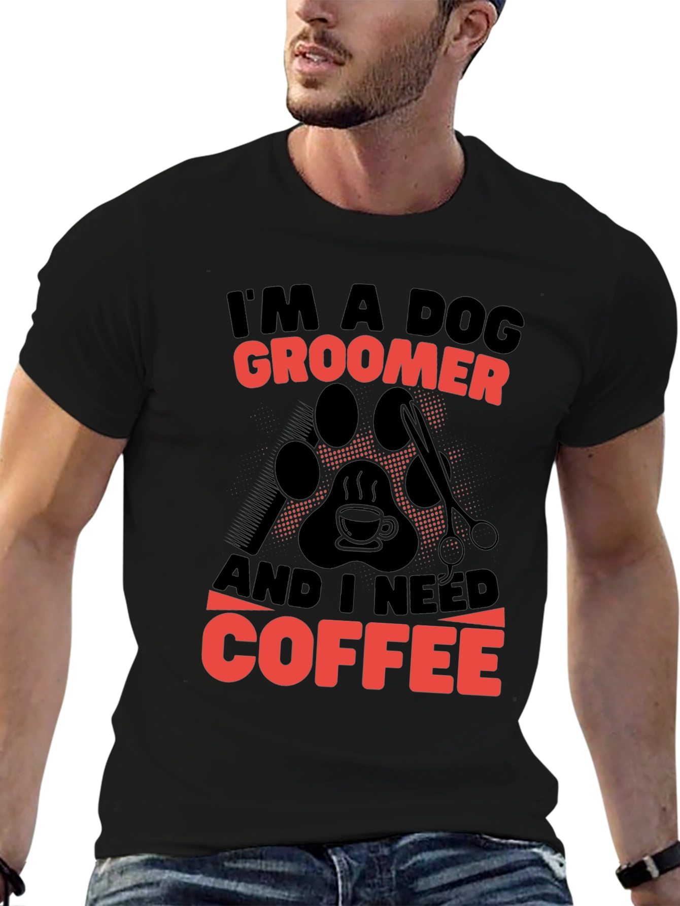 Black Dog Groomer Coffee T-Shirt view 6