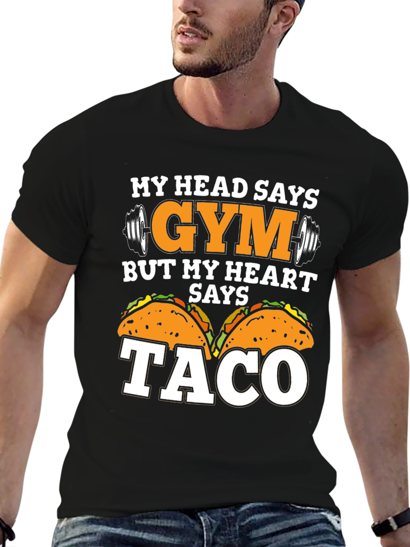 Black Gym vs Taco Funny T-Shirt view 6