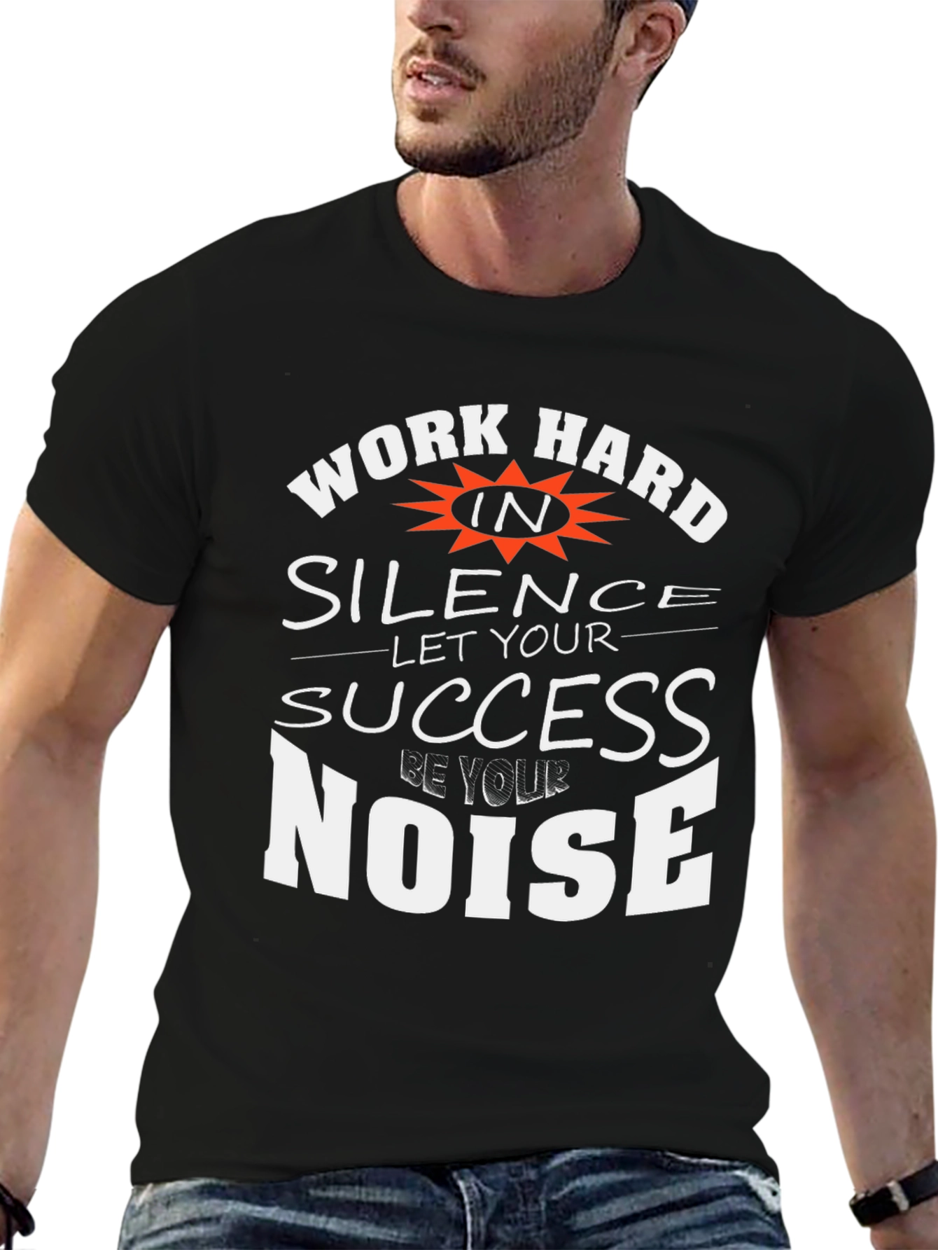 Black Work Hard in Silence Graphic Tee view 6
