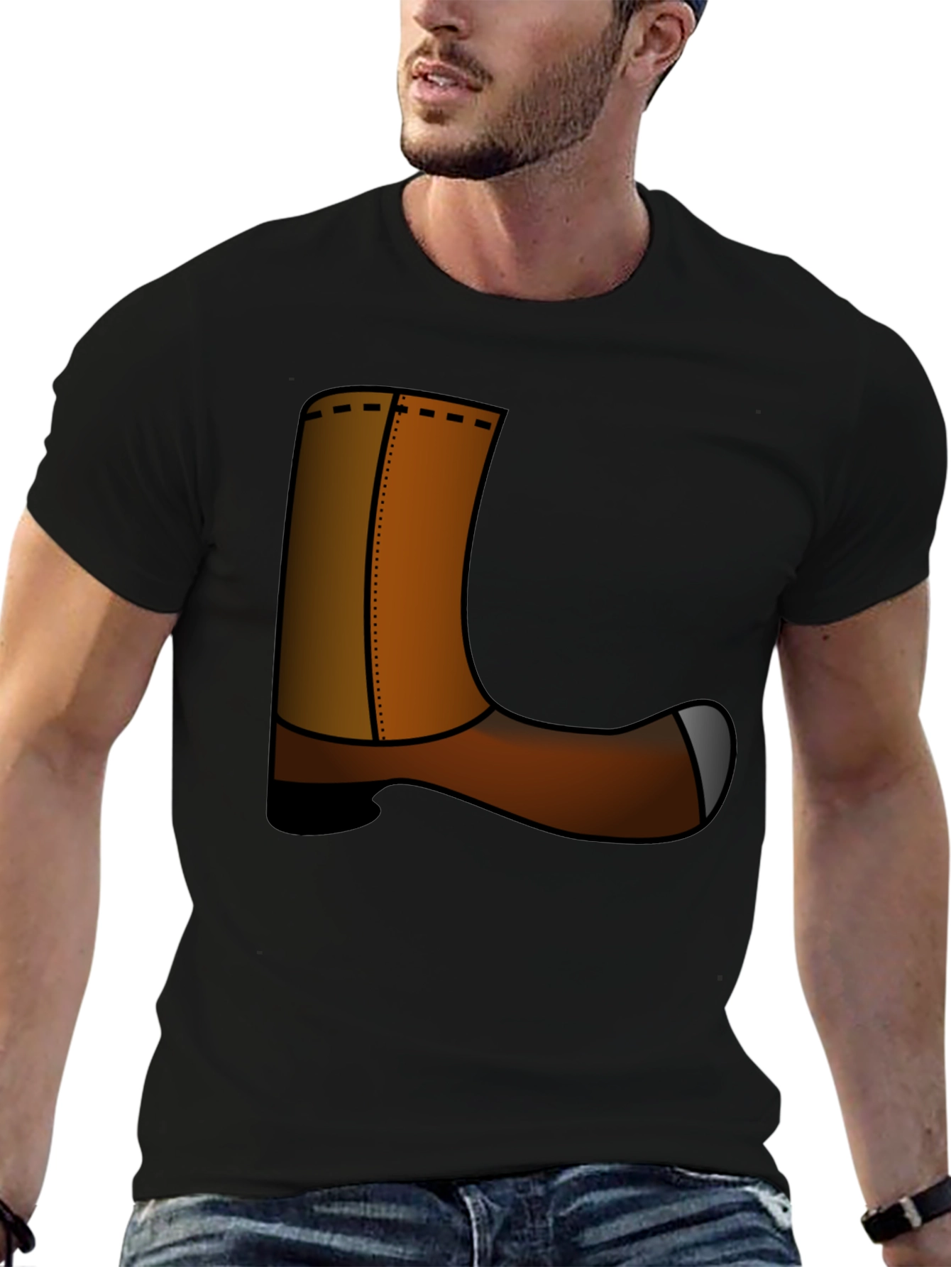 Black Novelty Cowboy Boot Graphic Tee - Unisex view 6