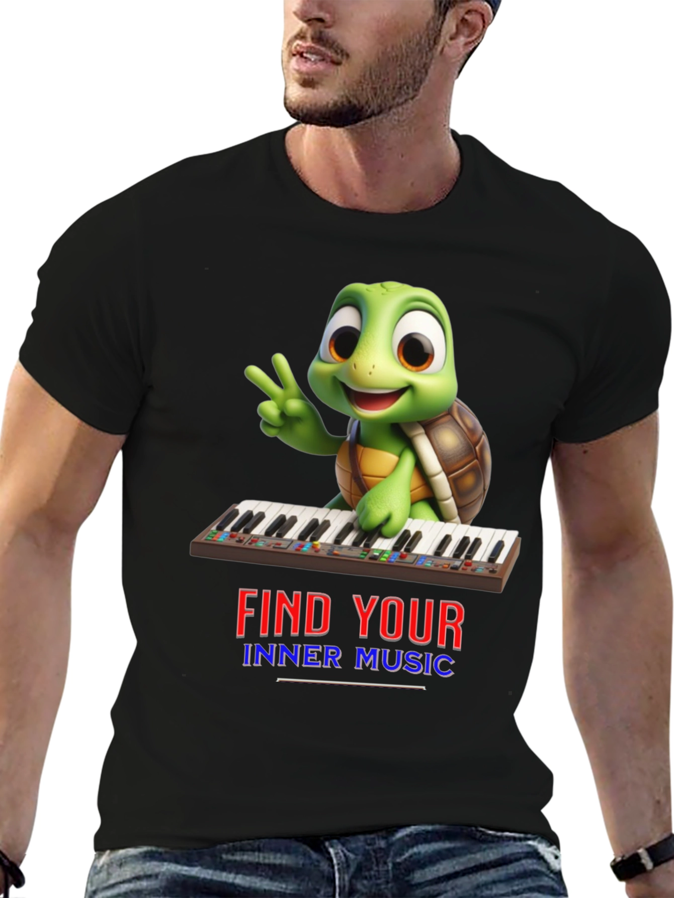 Black Turtle Find Your Inner Music Black T-Shirt view 6