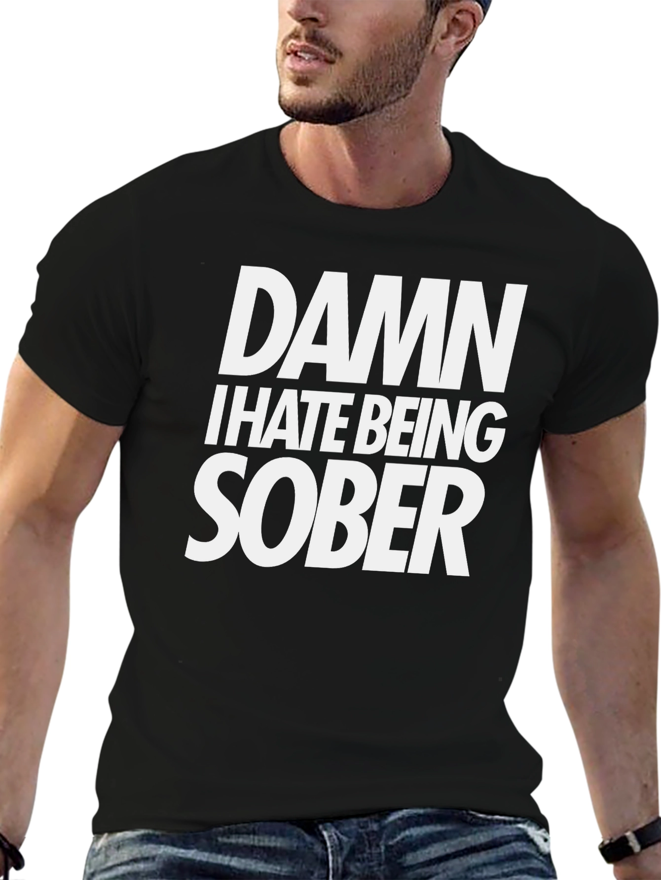 Black Damn I Hate Being Sober Graphic Tee - Black T-Shirt view 6