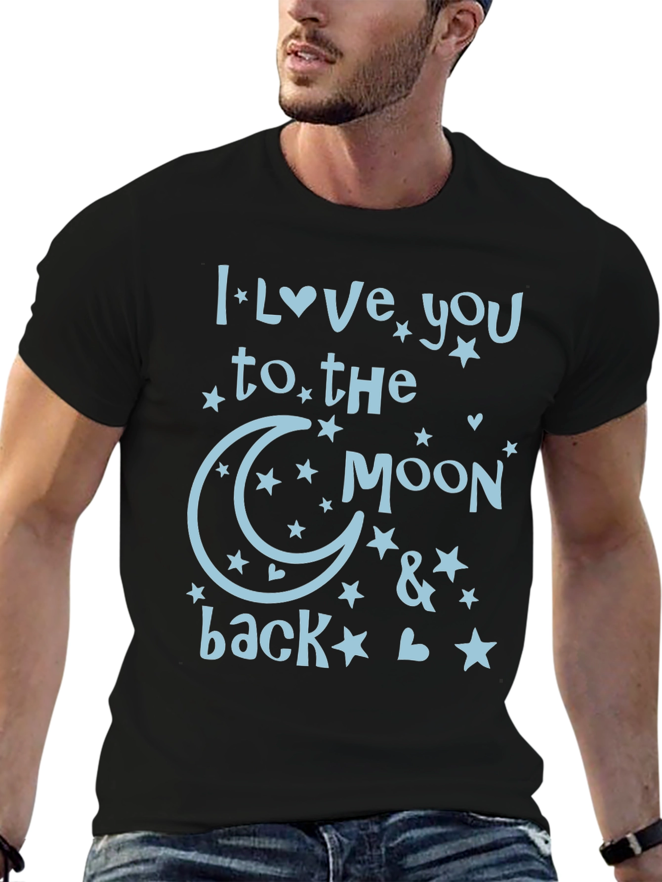 Black I Love You to The Moon and Back T-Shirt view 6