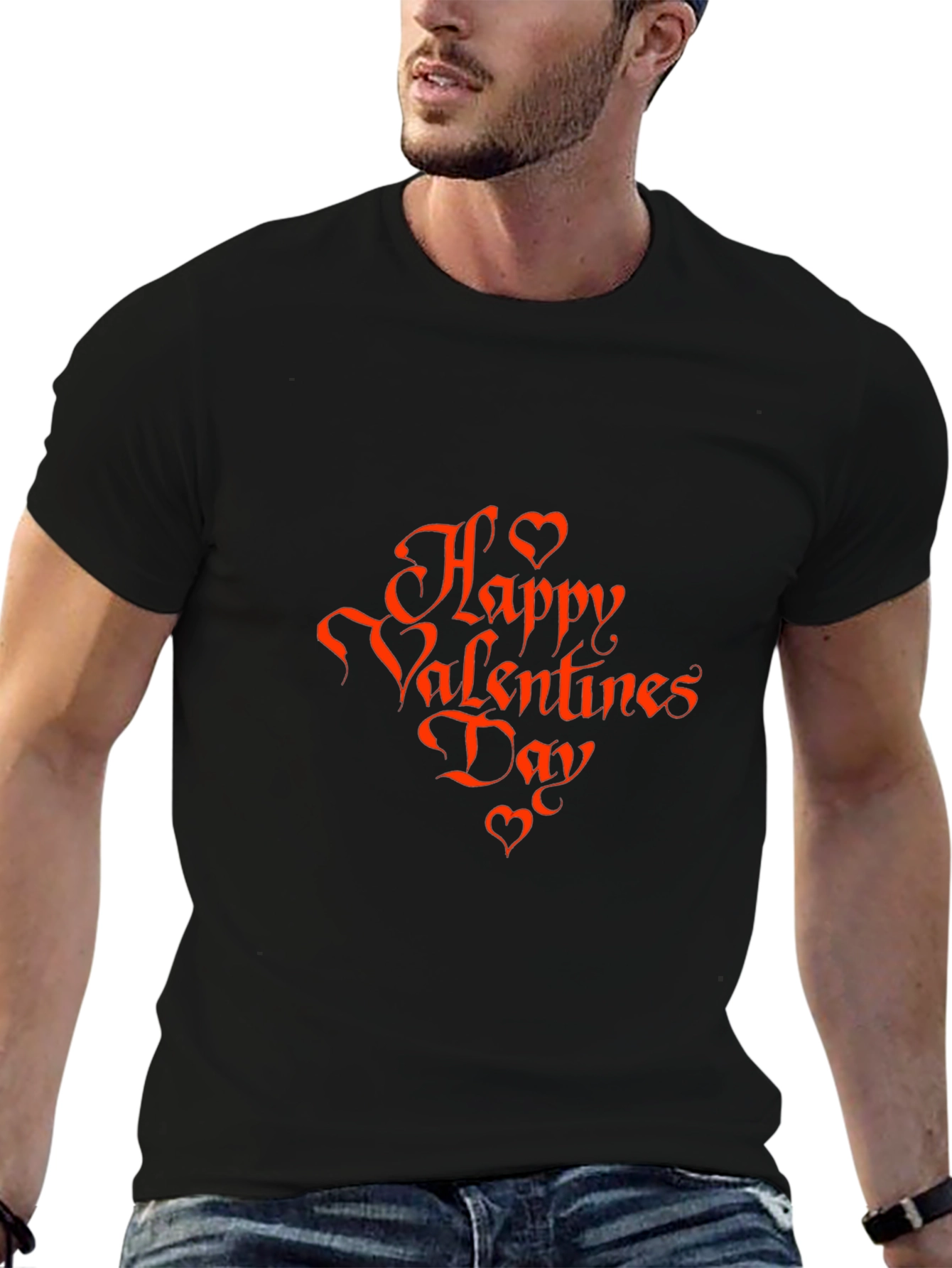 Black Happy Valentines Day Graphic Tee - Black view 6