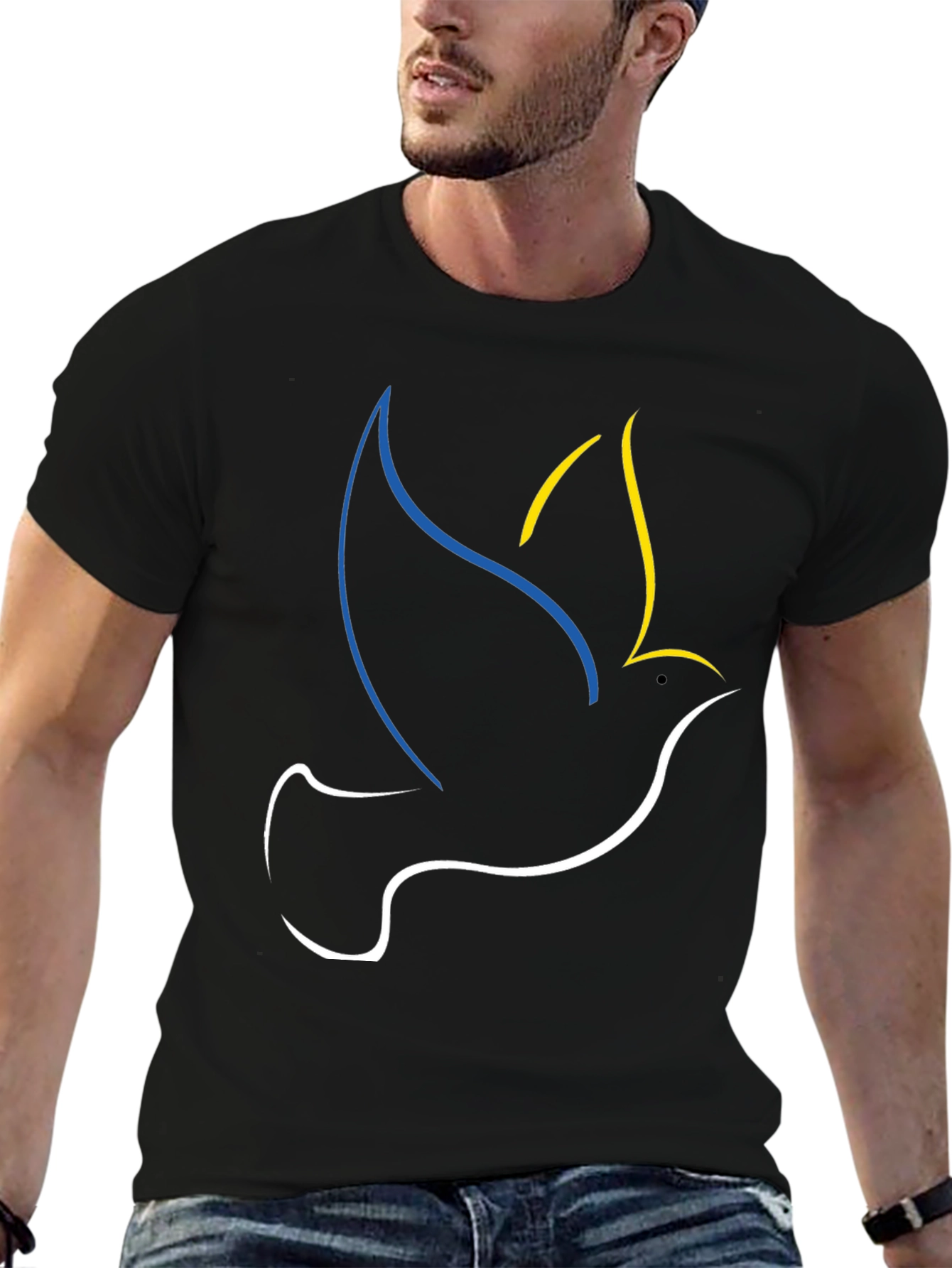 Black Ukraine Dove Peace T-Shirt Black view 6