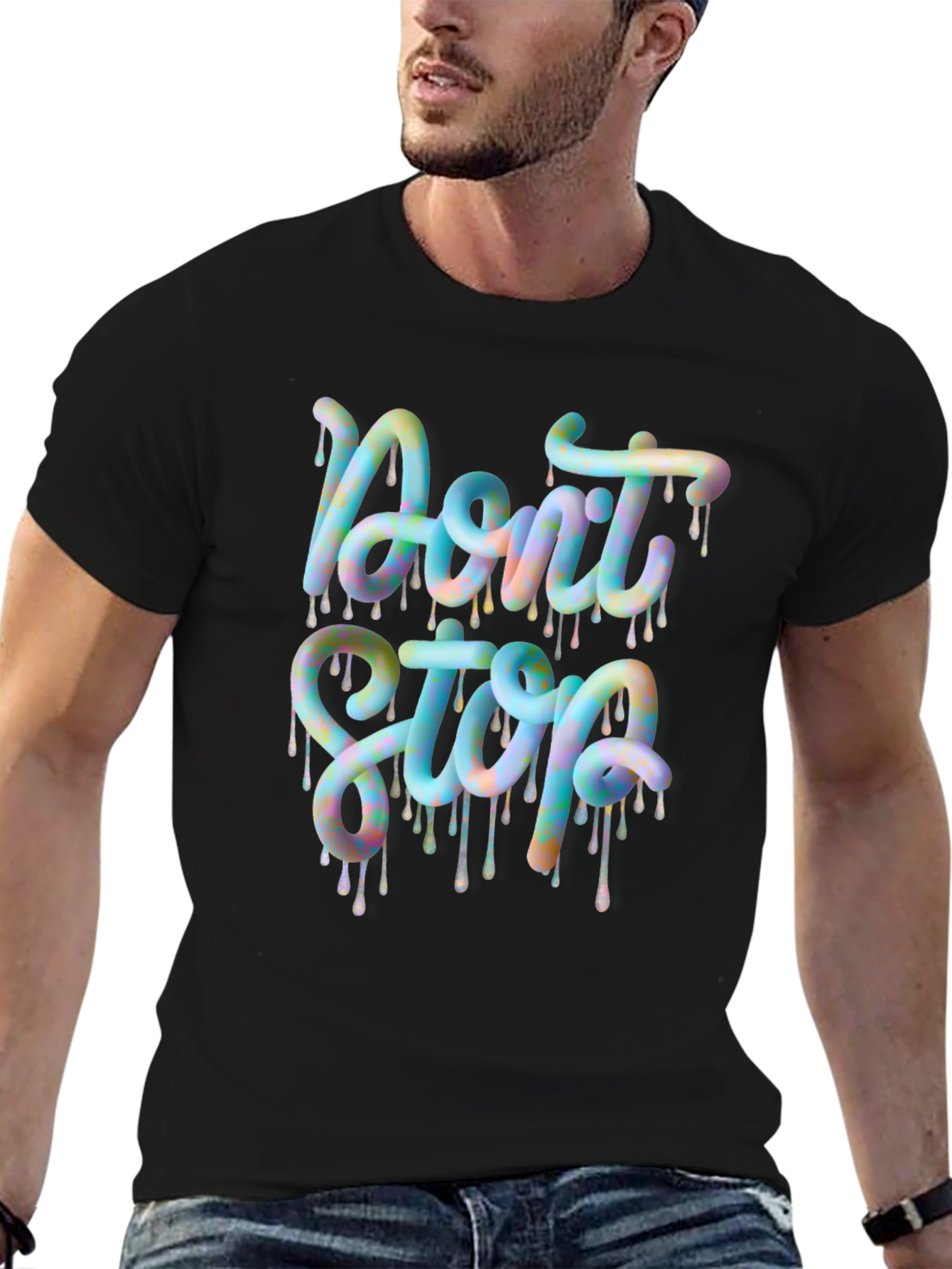 Black Don't Stop Graphic Tee - Trendy Design view 6