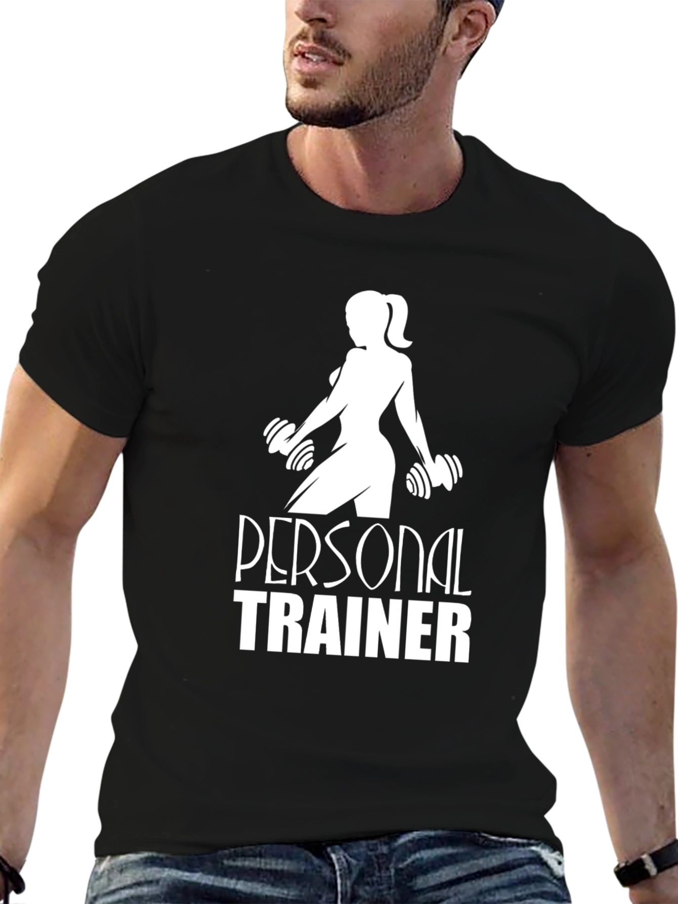 Black Personal Trainer Black T-Shirt - Fitness Apparel view 6