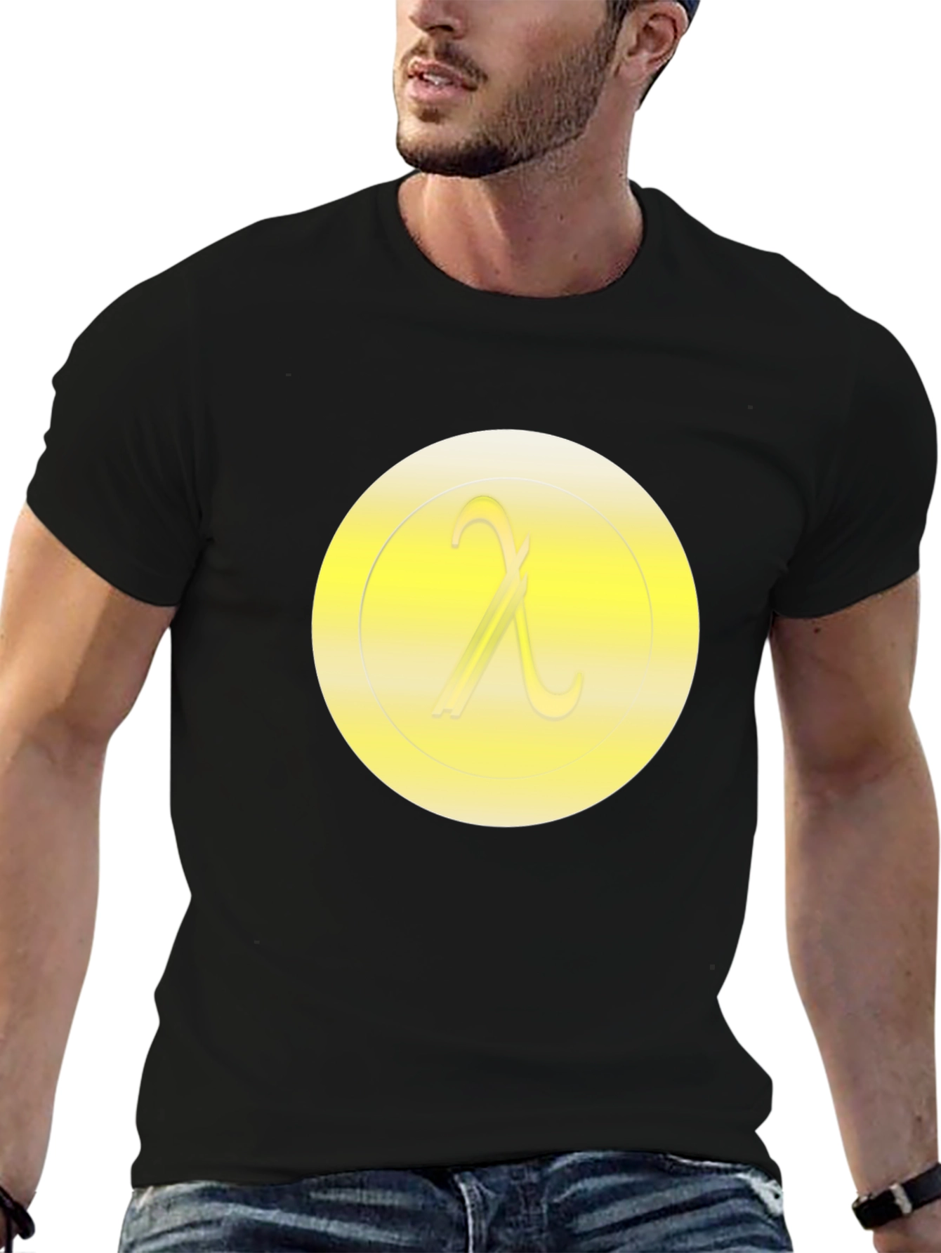 Black Lambda Symbol T-Shirt - Minimalist Design view 6