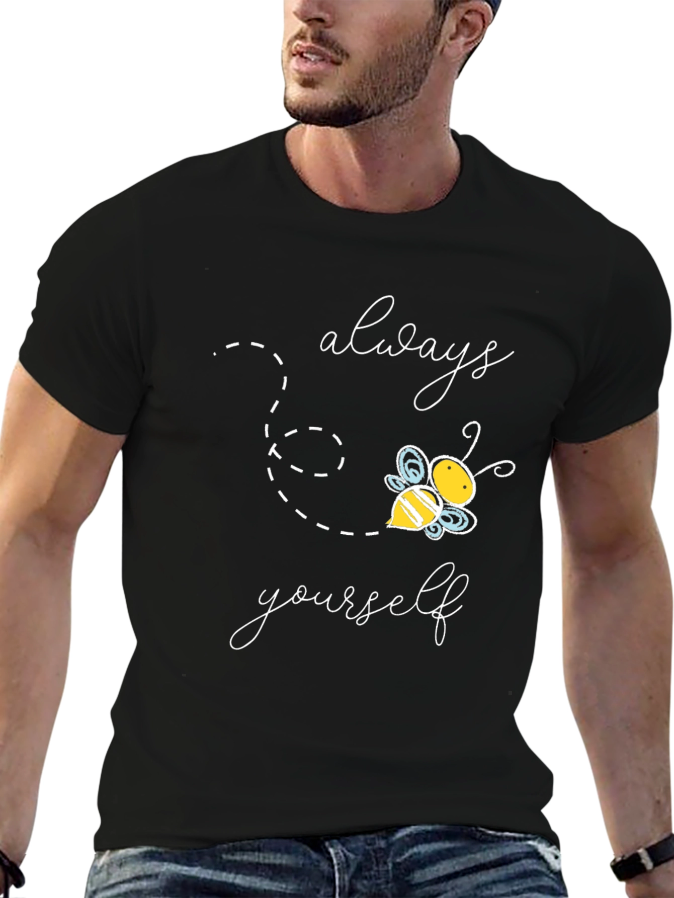 Black Always Bee Yourself Graphic Tee - Black view 6