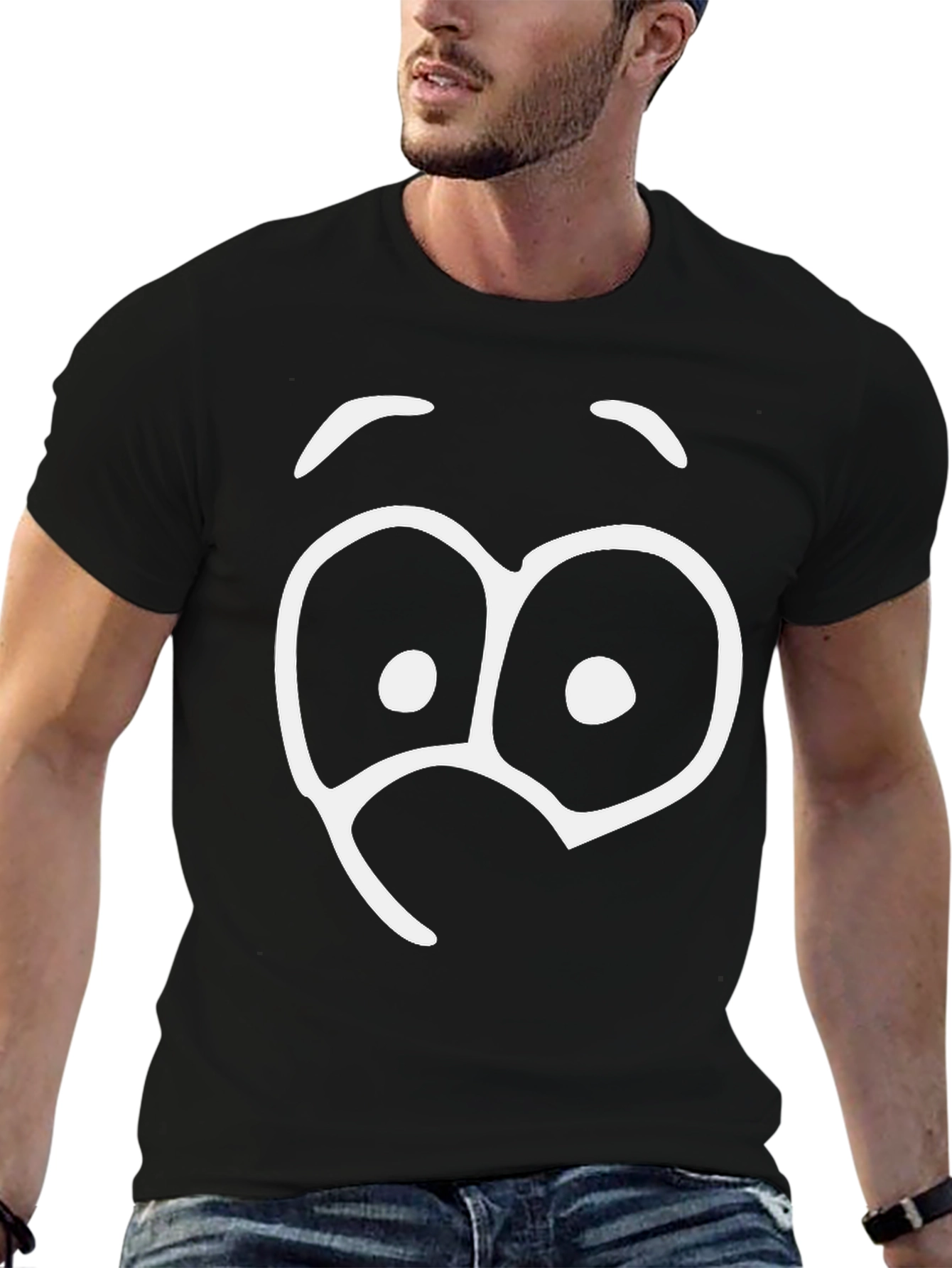 Black Funny Googly Eyes Graphic T-Shirt - Black view 6