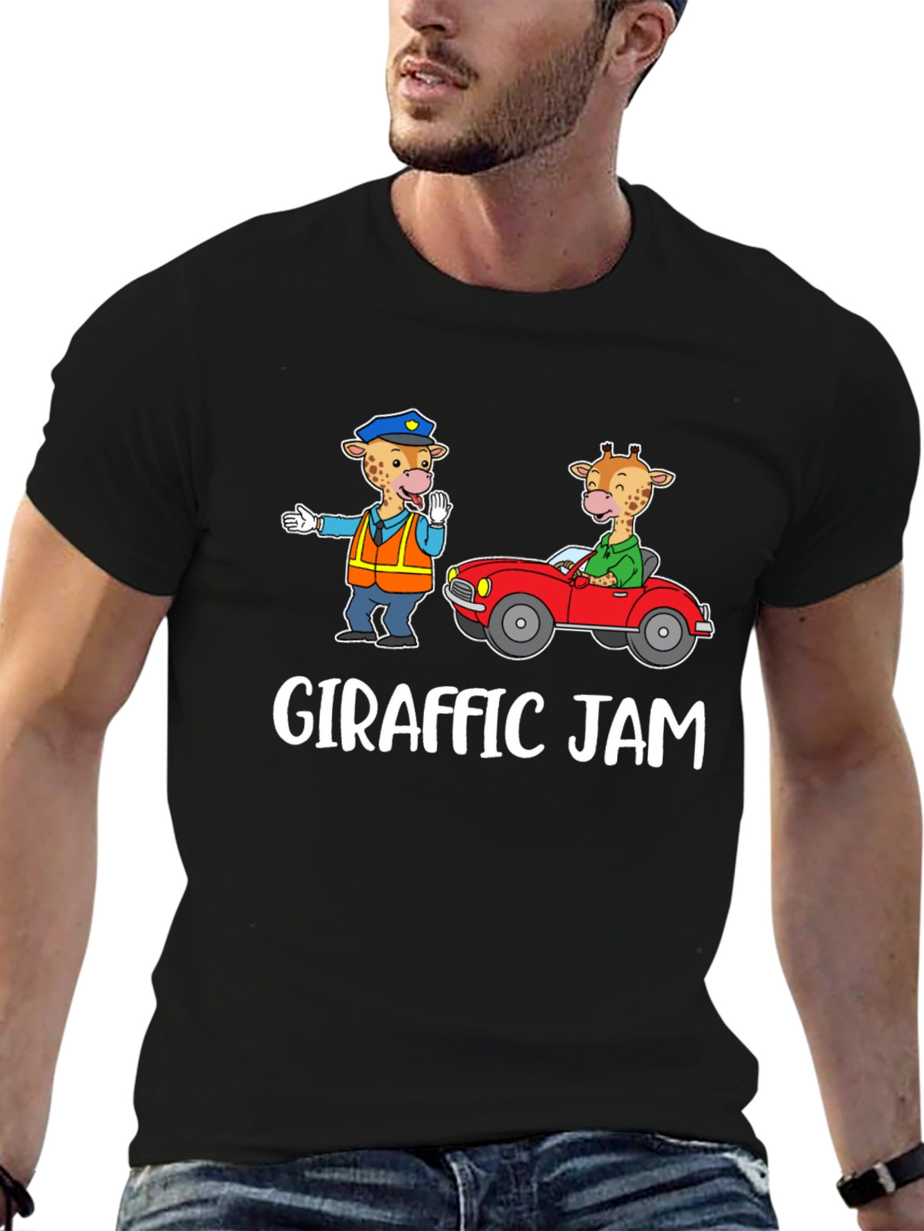Black Giraffe Traffic Jam Graphic T-Shirt view 6