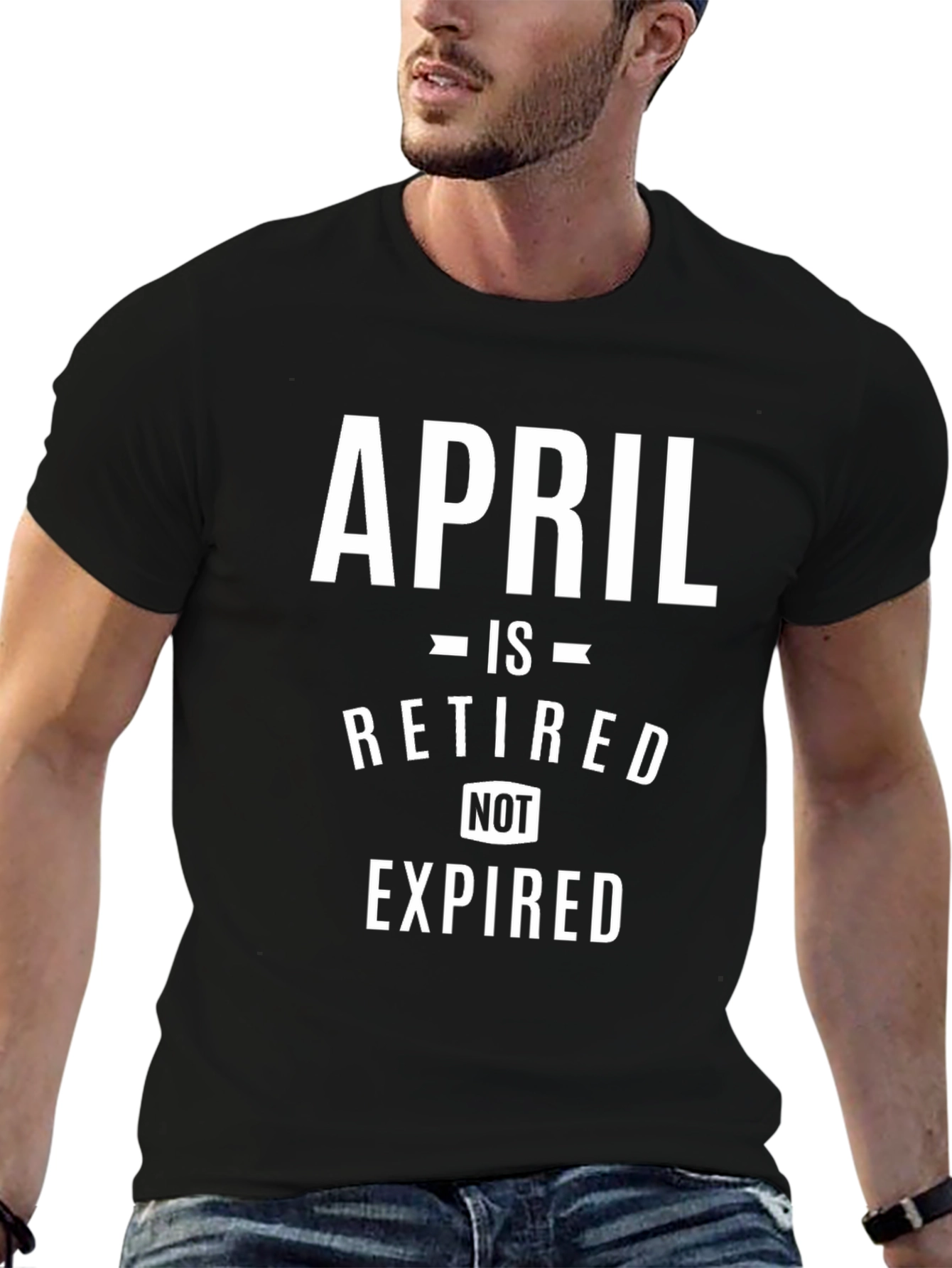 Black Retired April T-Shirt - Novelty Retirement Gift Tee view 6