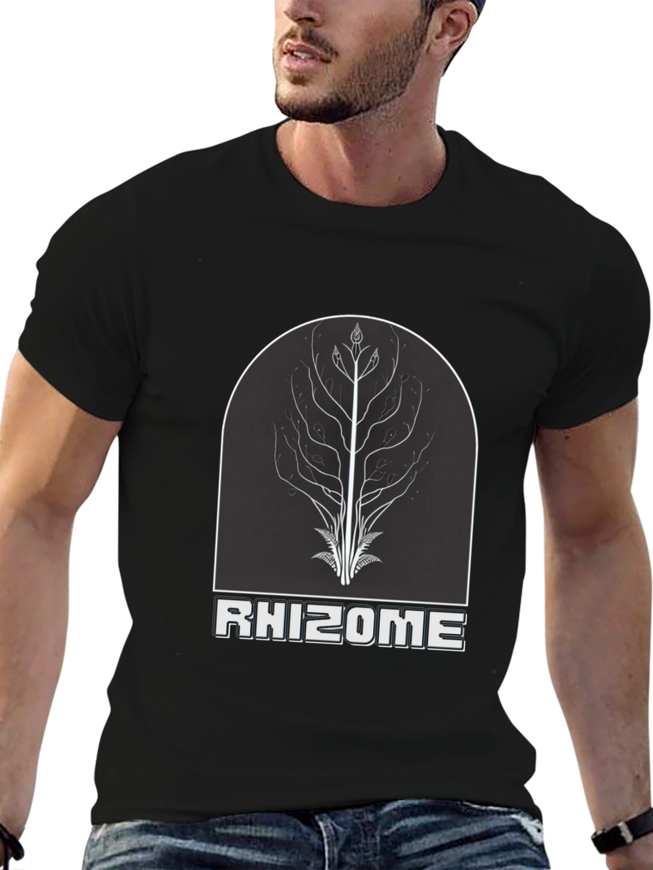 Black Rhizome Tree Graphic Tee - Nature Inspired Design view 6